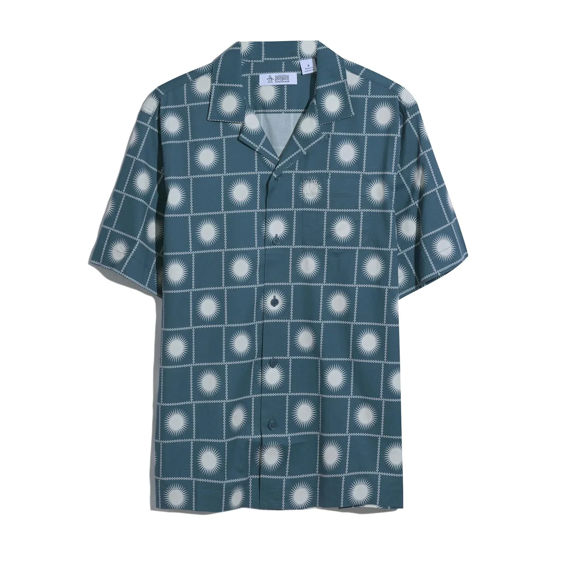 Original Penguin Sun Check Print Shirt In Blue Wing Teal - Image 4
