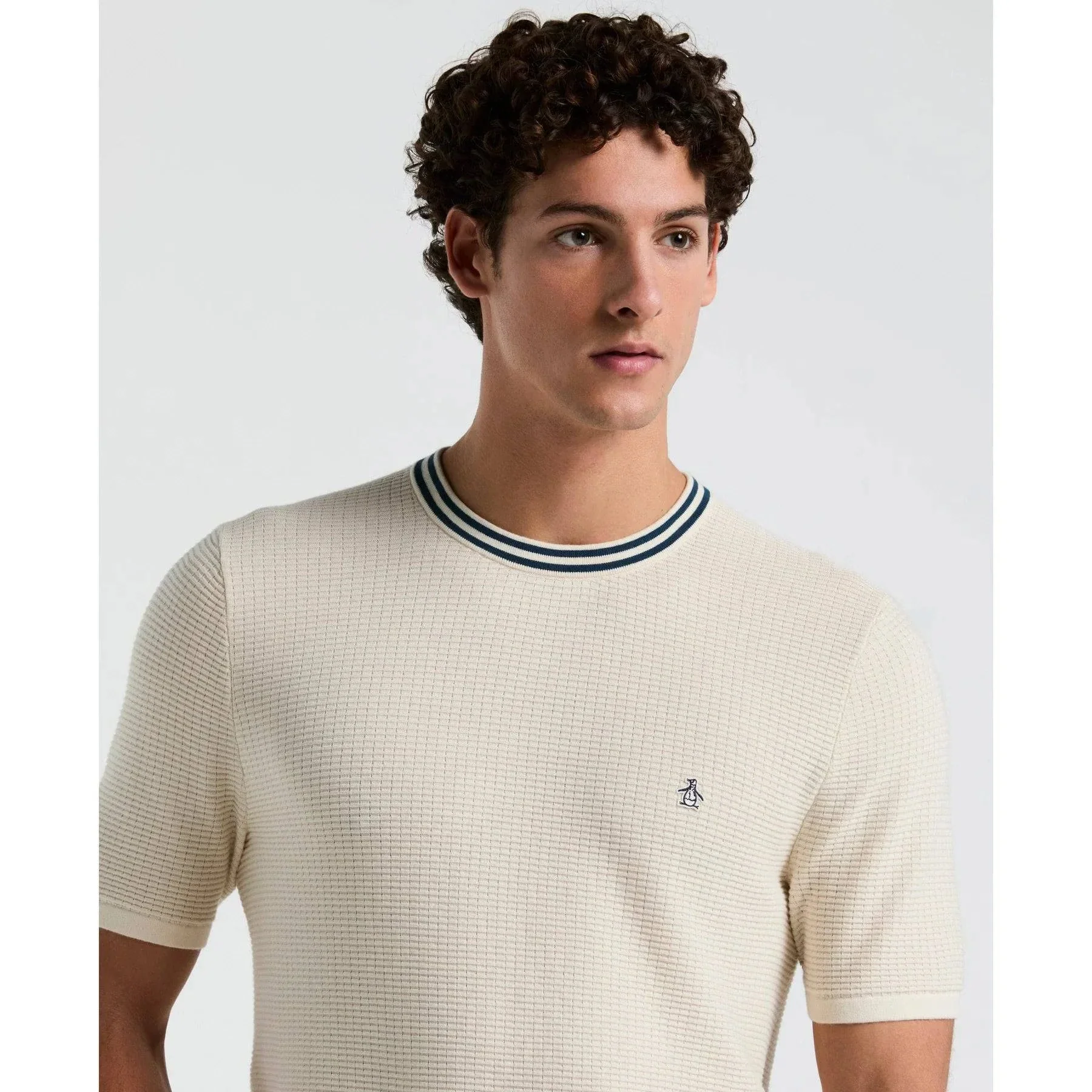 Original Penguin Textured Sweater Knit T-Shirt Birch