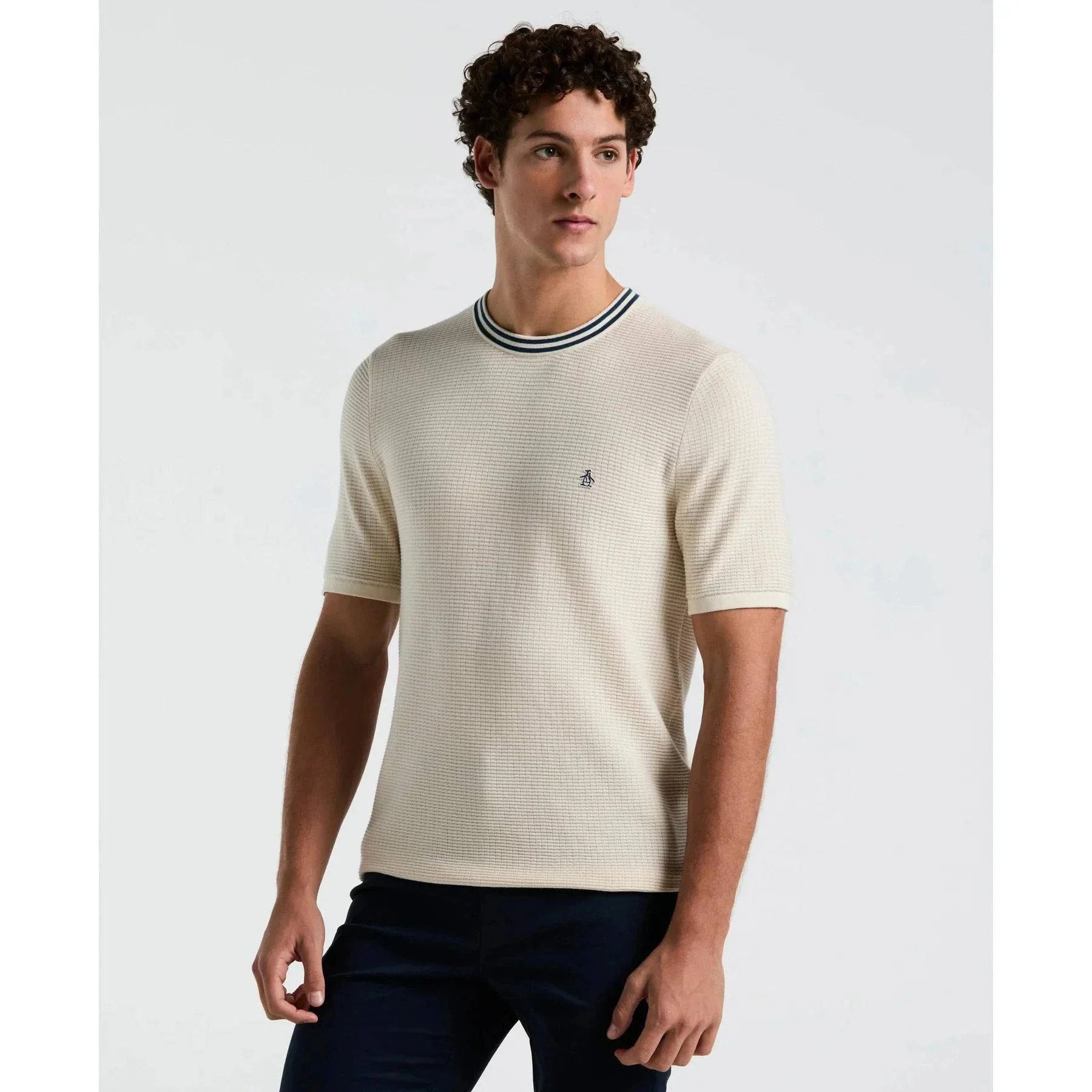 Original Penguin Textured Sweater Knit T-Shirt Birch - Image 3