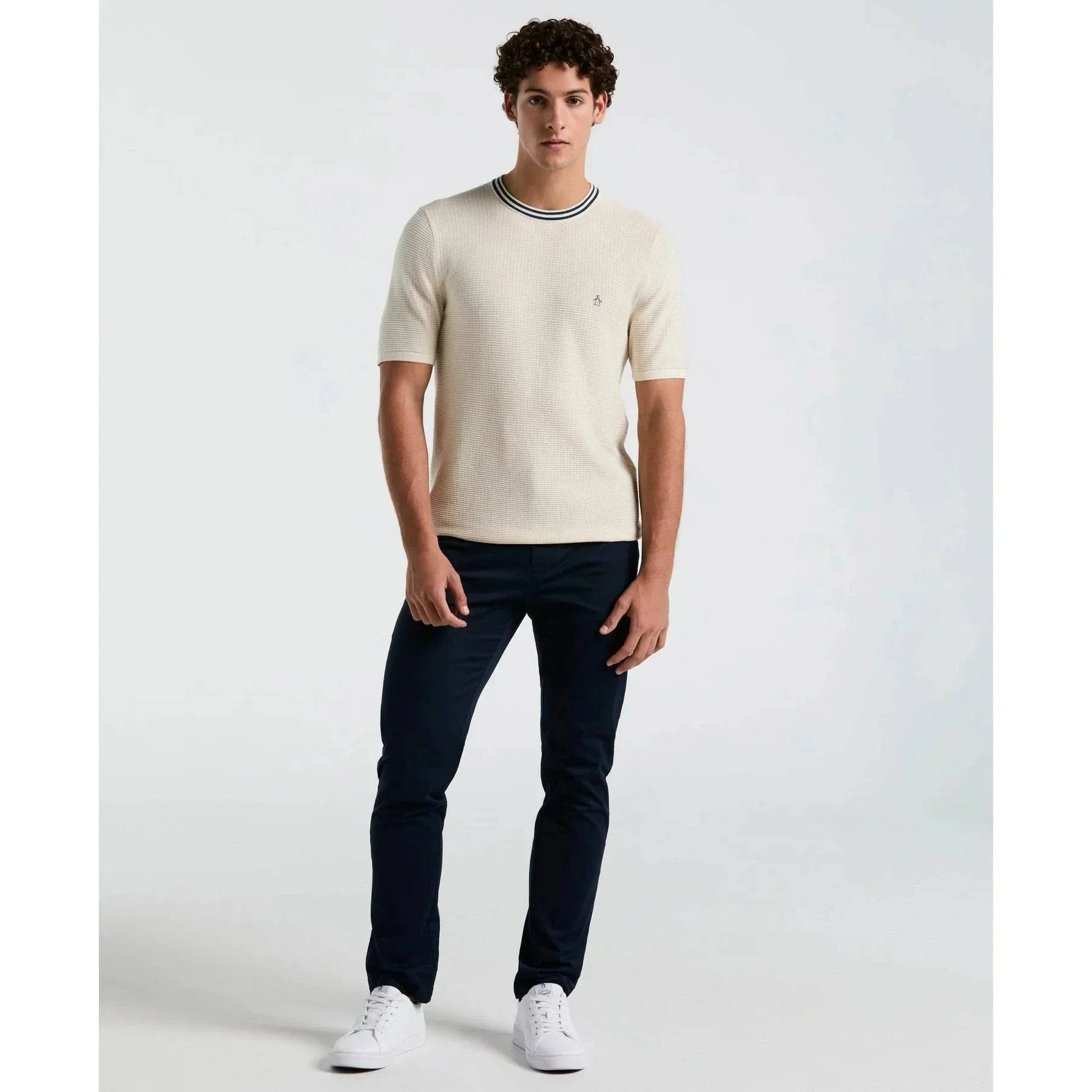 Original Penguin Textured Sweater Knit T-Shirt Birch - Image 4