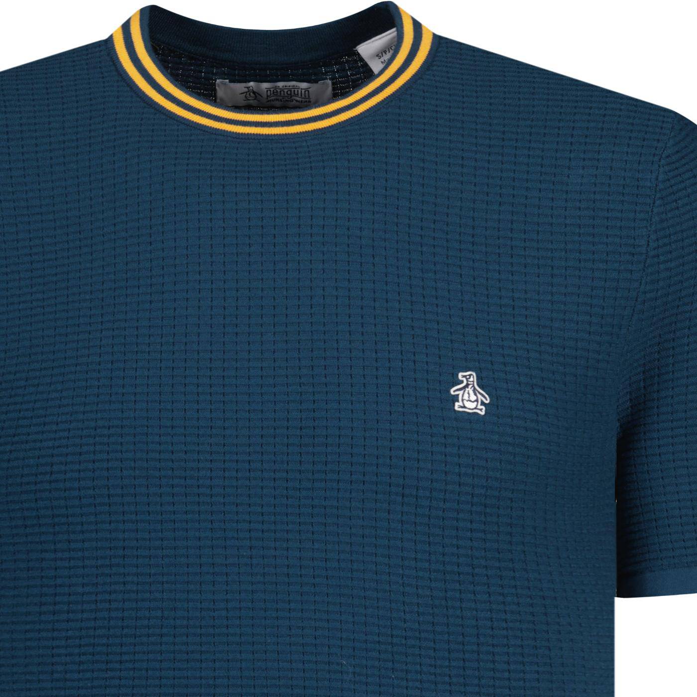 Original Penguin Textured Sweater Knit T-Shirt Blue Wing Teal - Image 2