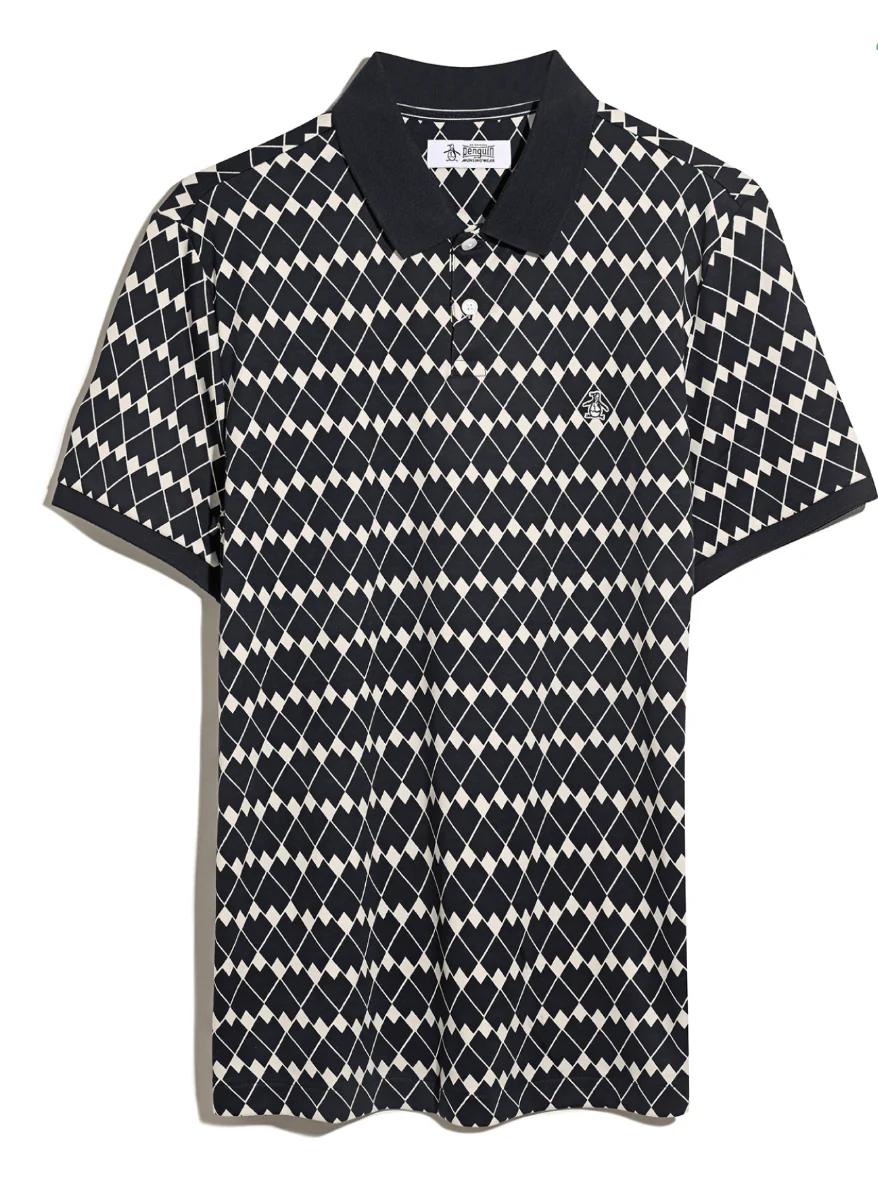 Original Penguin Interlock Flags Polo Shirt Dark Sapphire