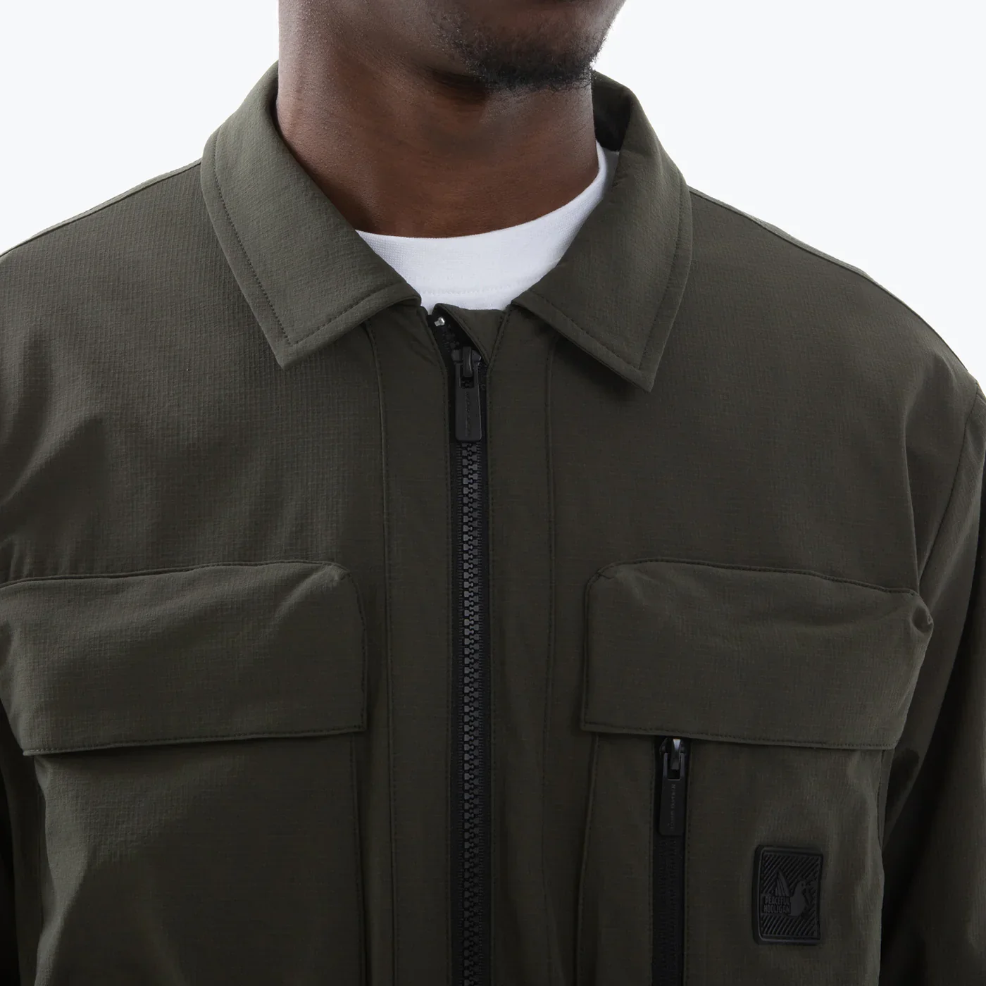 Peaceful Hooligan Hawthorn Overshirt Dark Khaki - Image 3