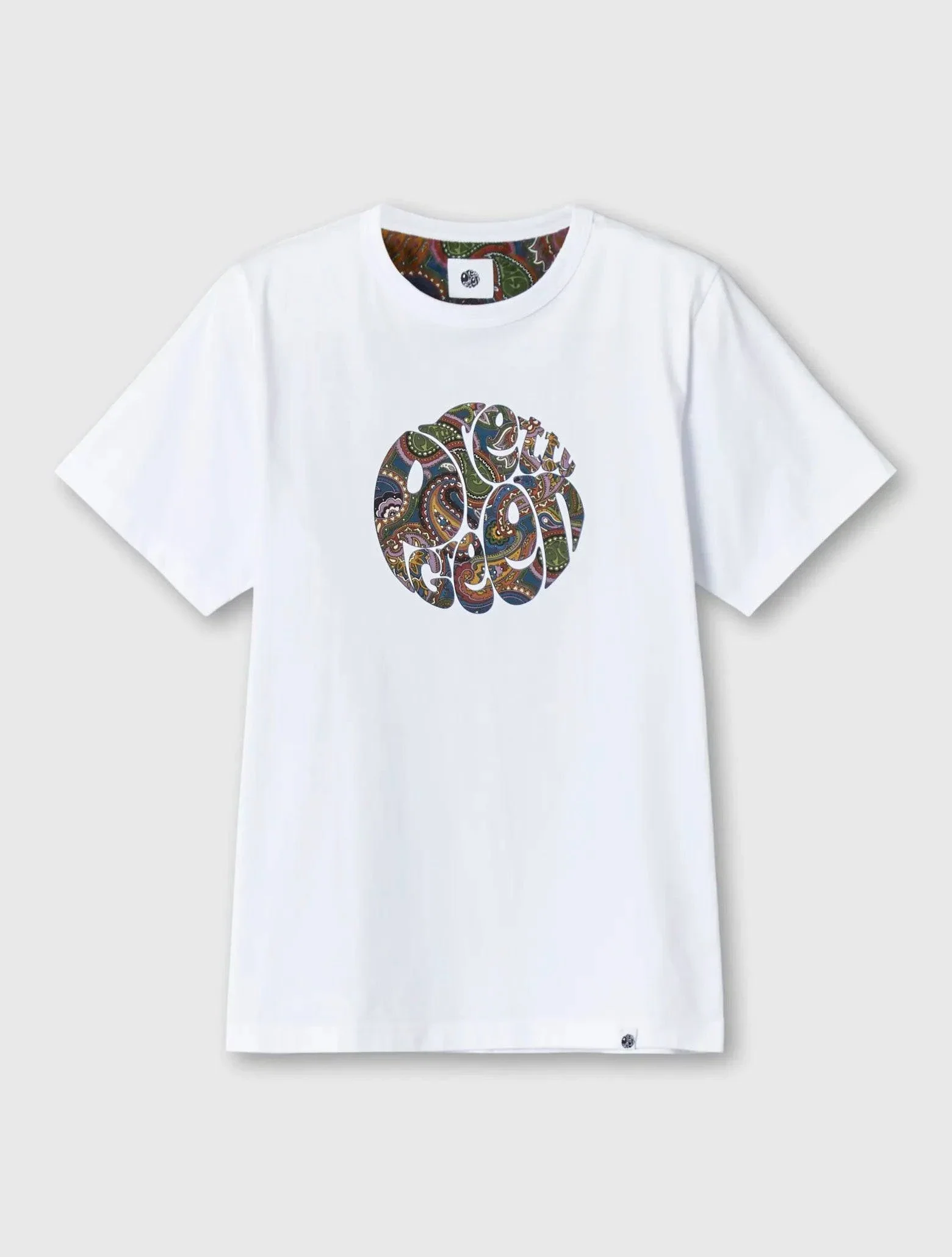Pretty Green 15th Anniversary Paisley Logo T-Shirt In White - Image 2