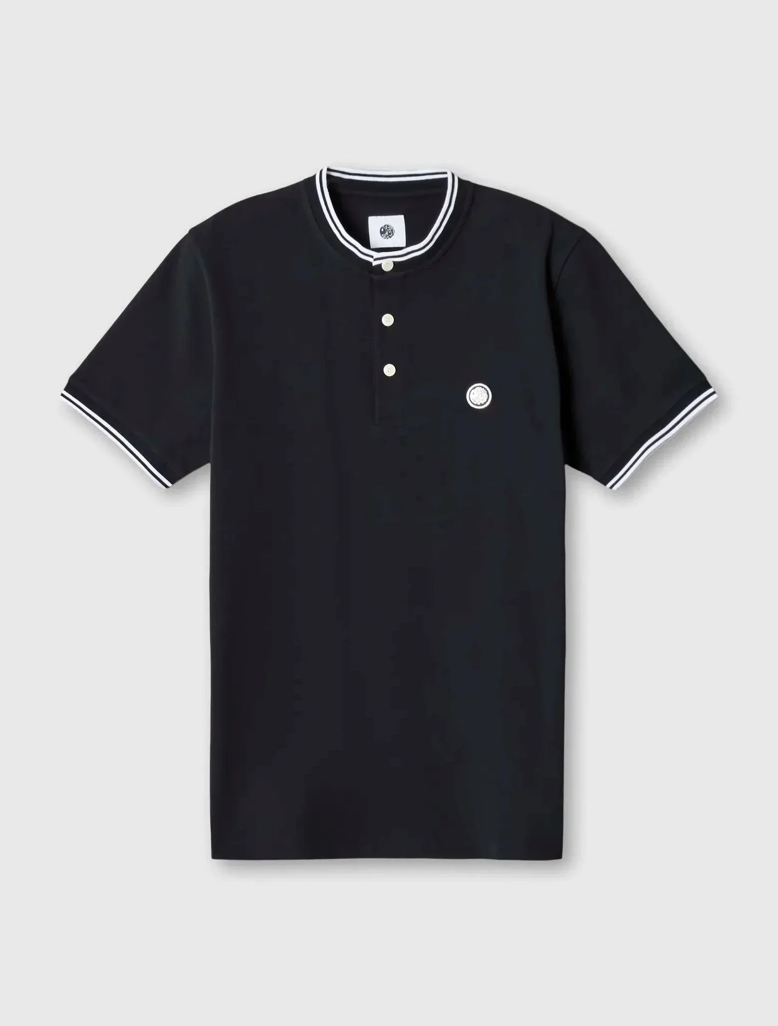 Pretty Green Allesley Tipped Grandad Polo In Black