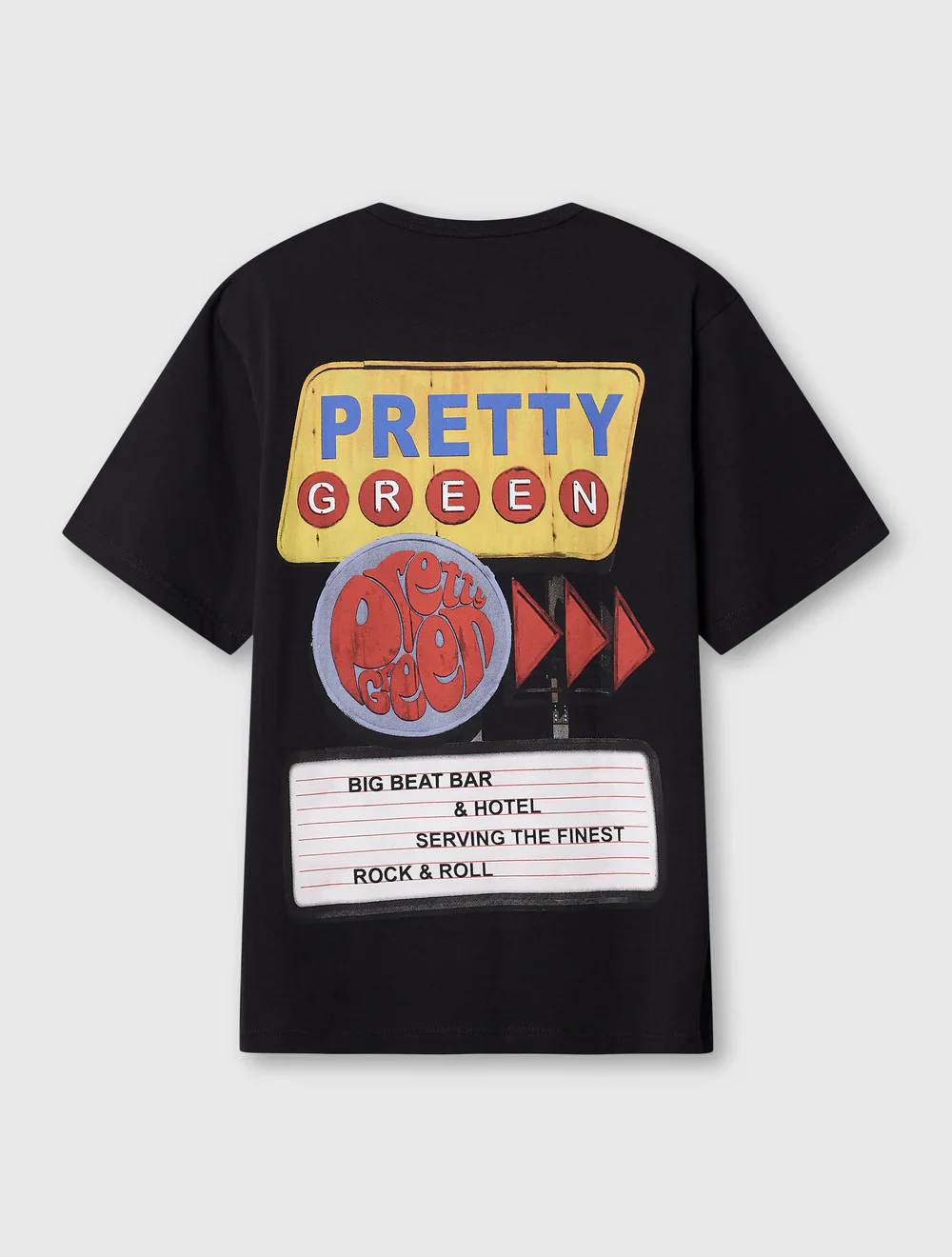 Pretty Green Big Beat Hotel T-Shirt Black - Image 2