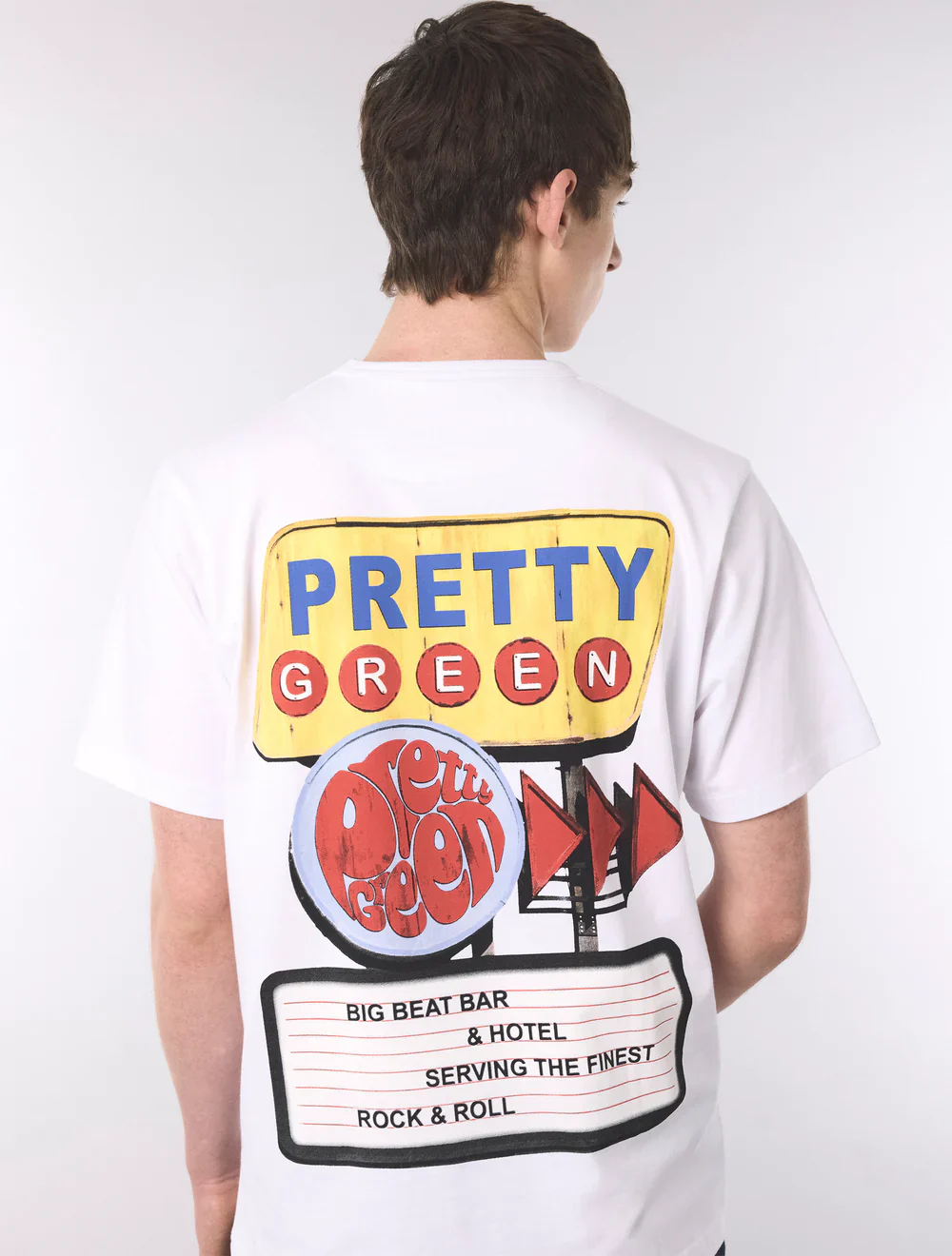 Pretty Green Big Beat Hotel T-Shirt White - Image 4