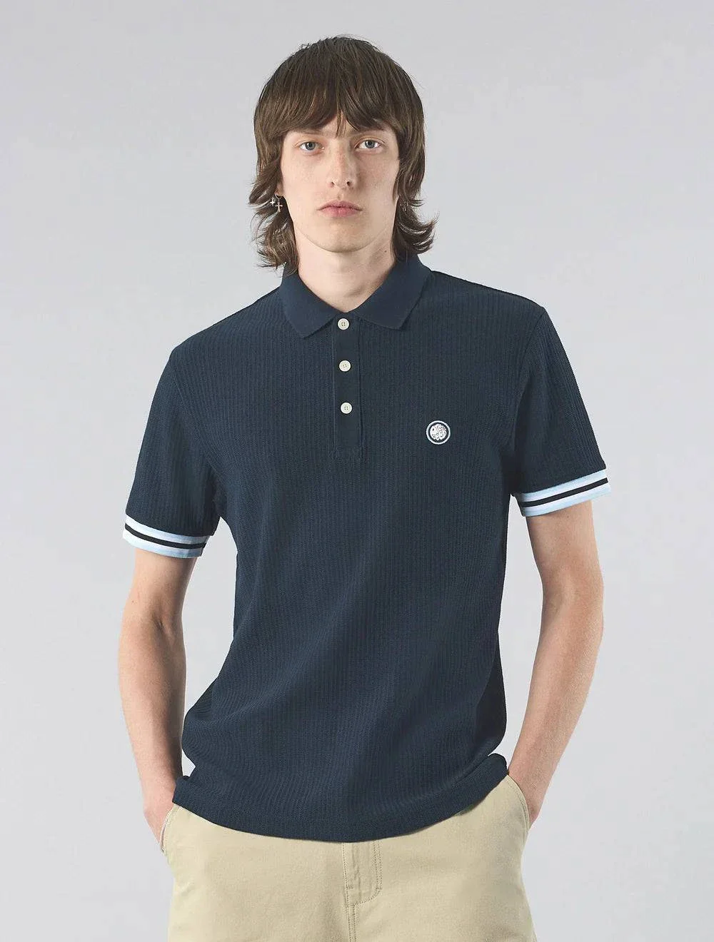Pretty Green Cressa Tipped Polo Navy - Image 2