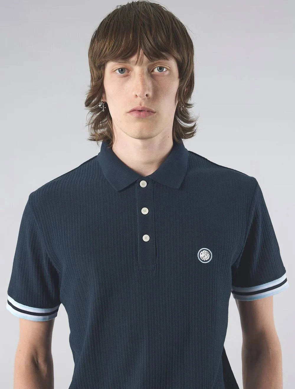 Pretty Green Cressa Tipped Polo Navy - Image 3