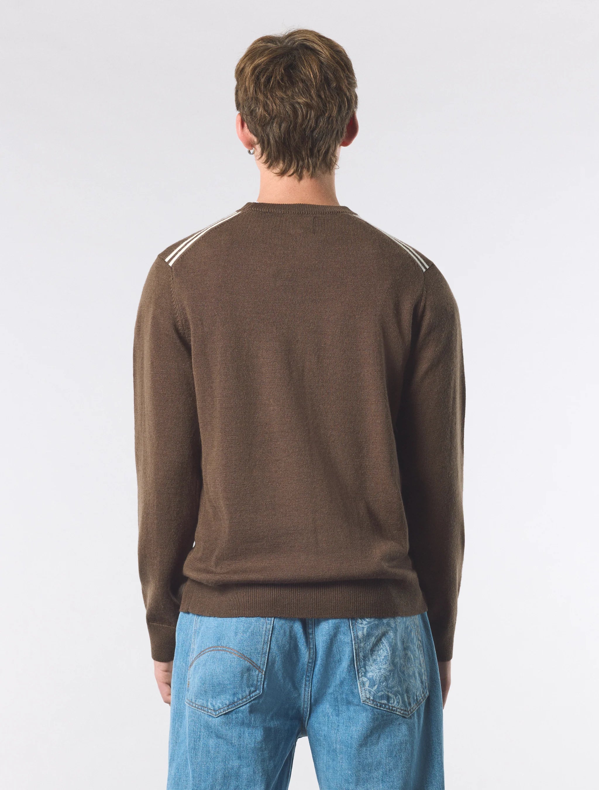 Pretty Green Crewneck Merino Knit Jumper Brown - Image 3