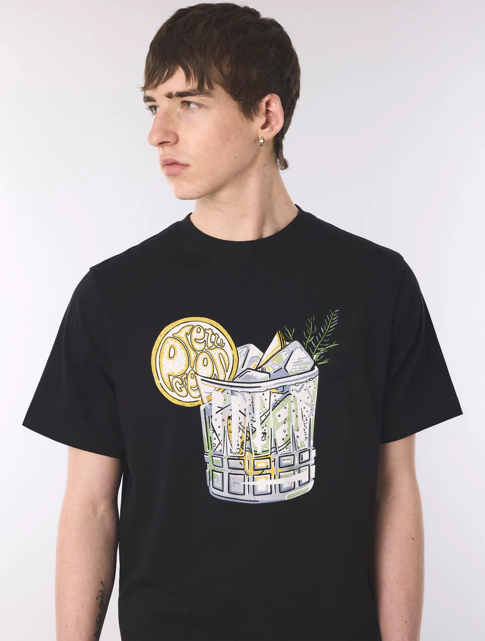 Pretty Green Gin And Tonic T-Shirt Black - Image 3