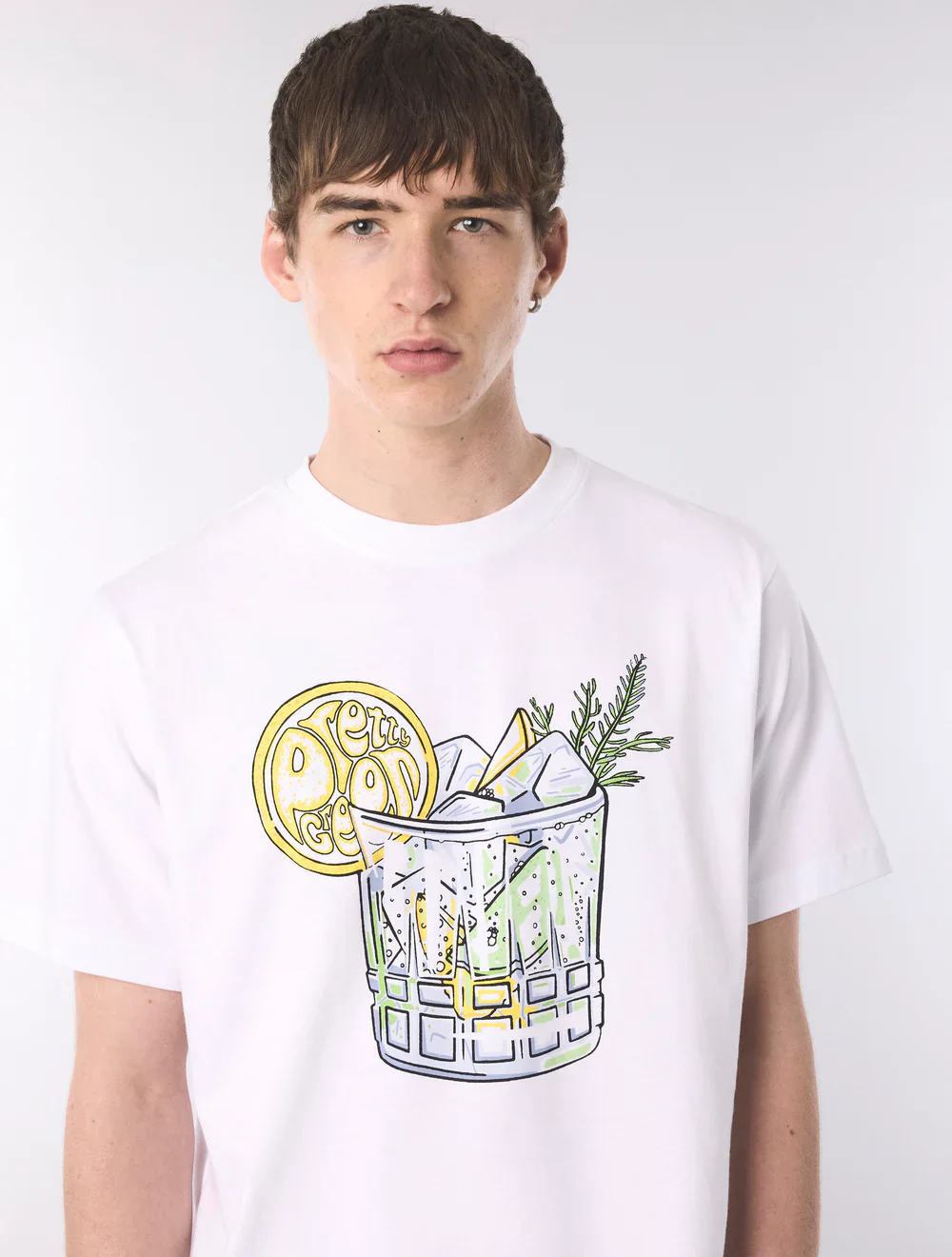 Pretty Green Gin And Tonic T-Shirt White - Image 3