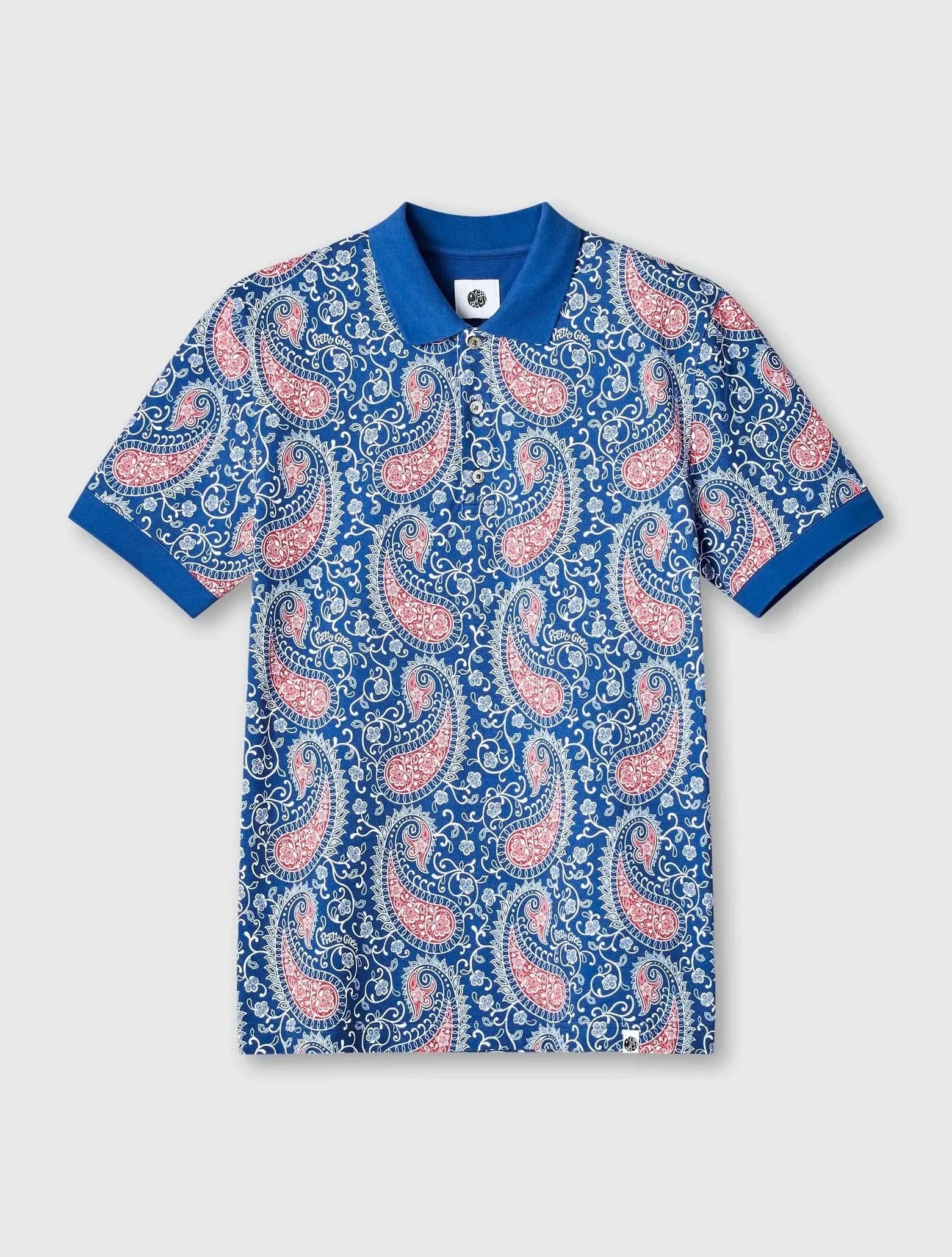 Pretty Green Laguna Paisley Polo Shirt In Navy - Image 2