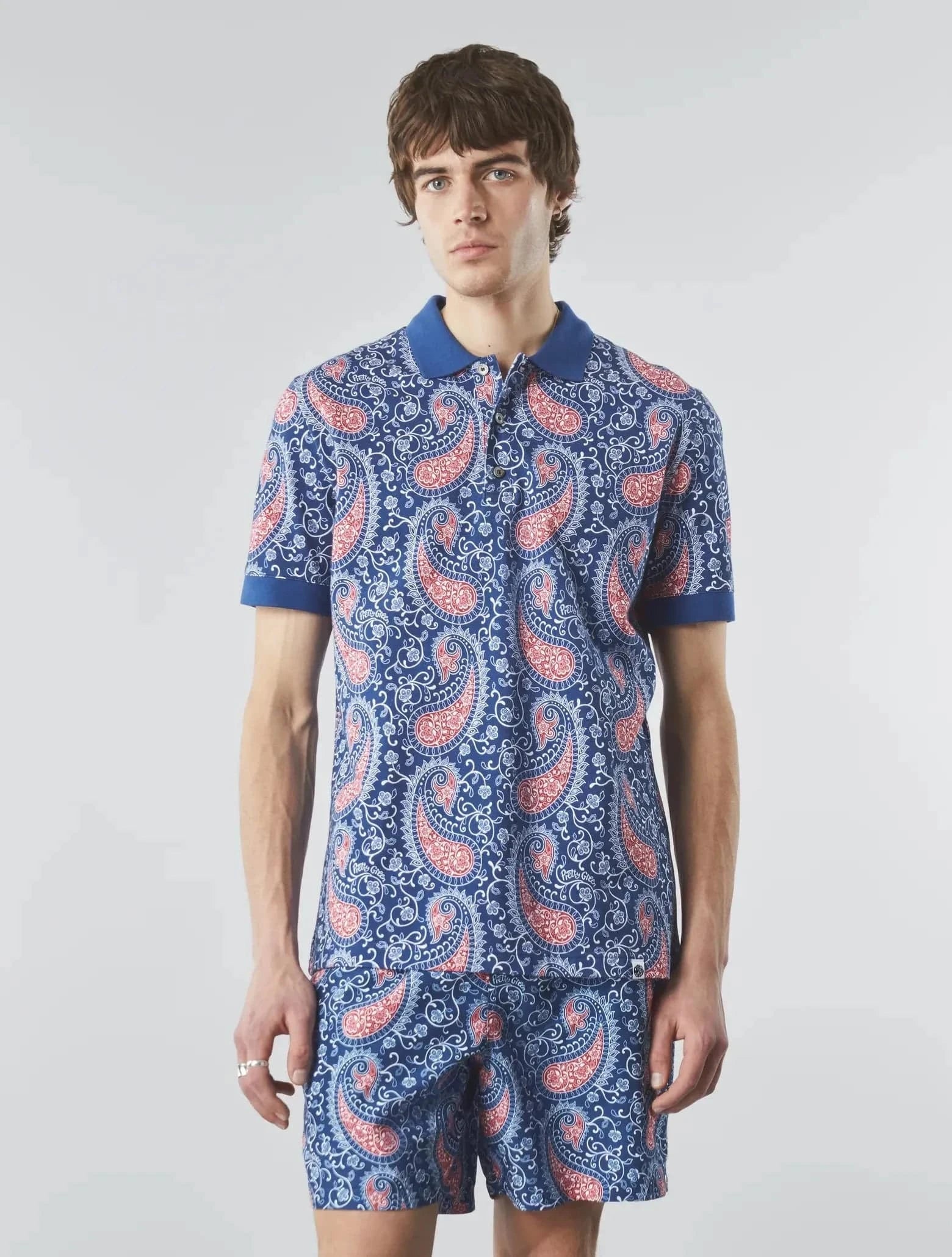 Pretty Green Laguna Paisley Polo Shirt In Navy - Image 3