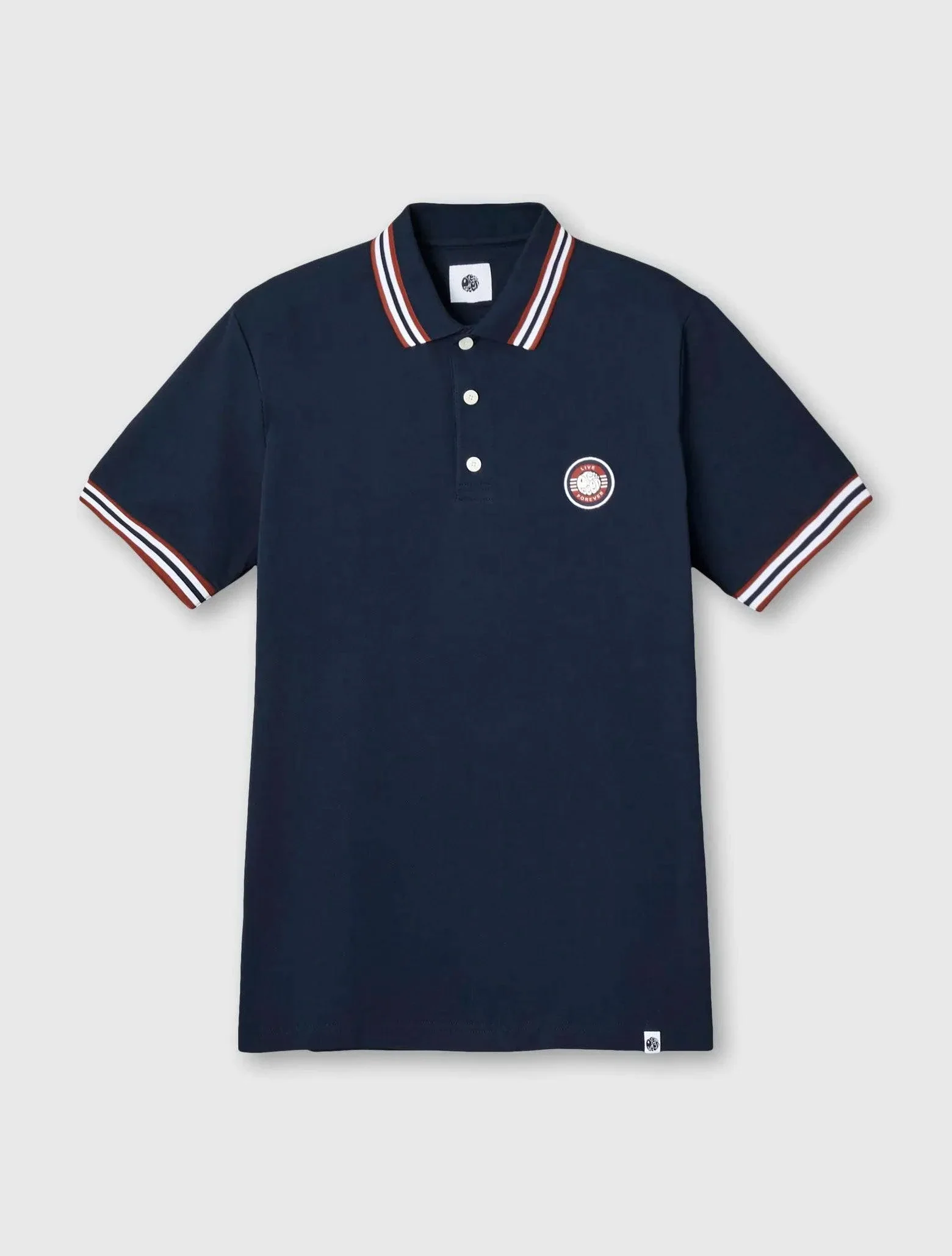 Pretty Green Live Forever Tipped Polo In Navy - Image 2
