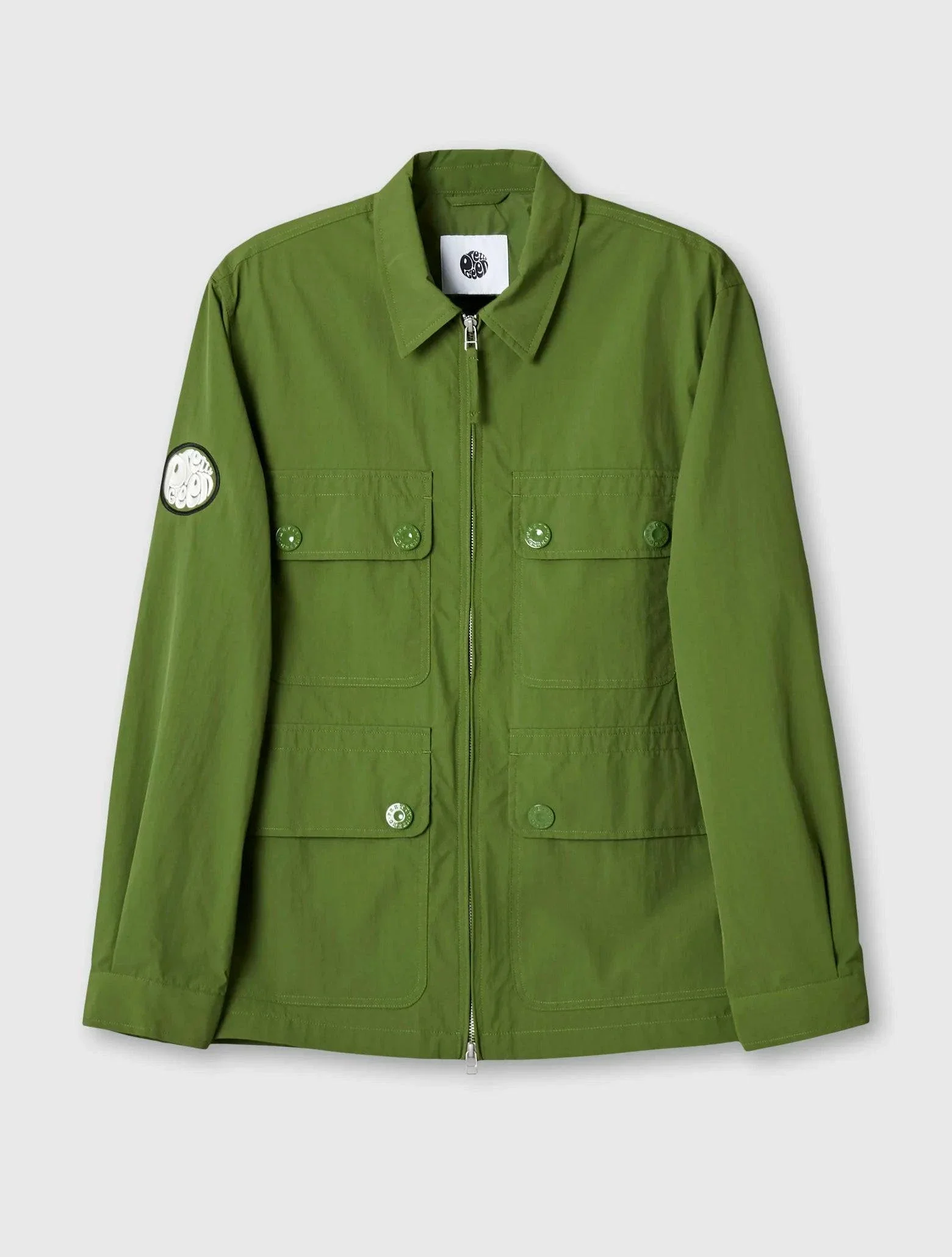 Pretty Green Live Forever Zip Up Overshirt In Green - Image 2