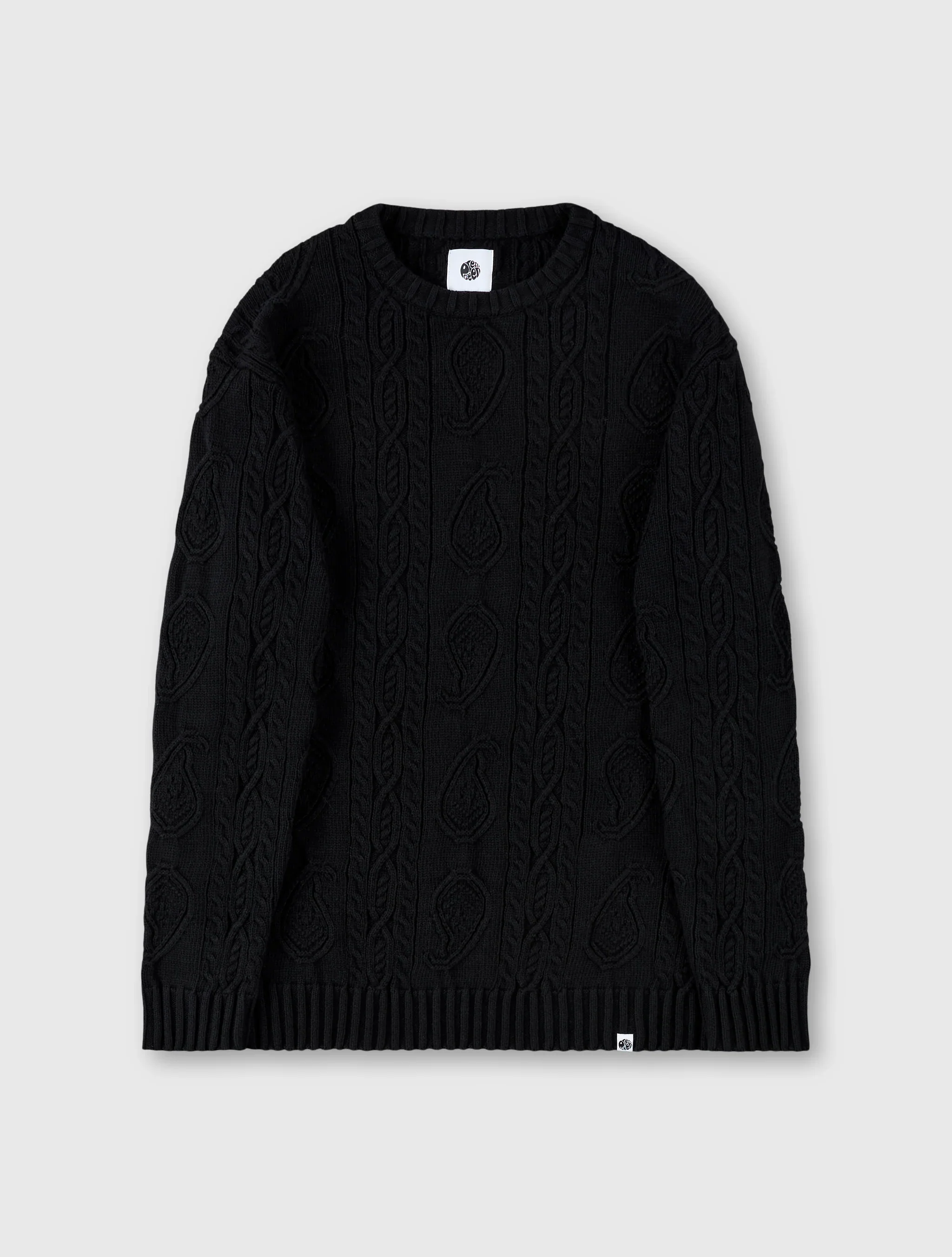 Pretty Green Marylebone Paisley Cable Knit Jumper Black