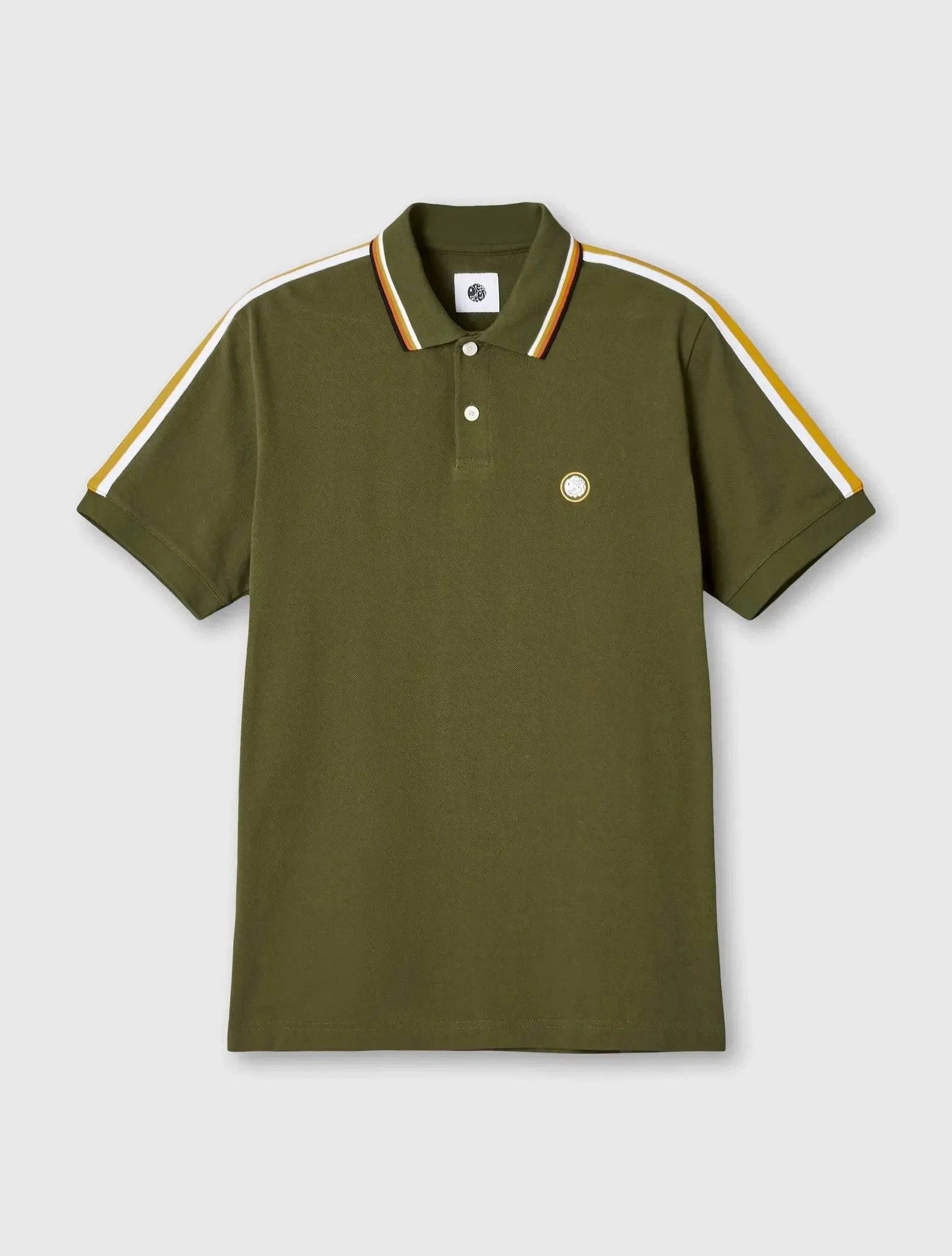 Pretty Green Pennington Tape Polo In Khaki