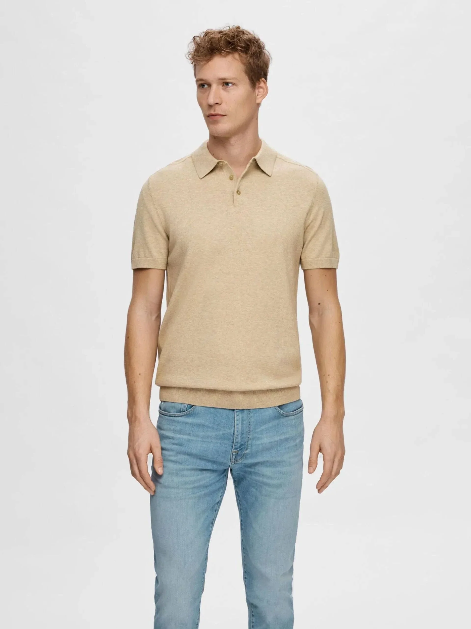 Selected Homme Berg SS Knit Polo In Kelp