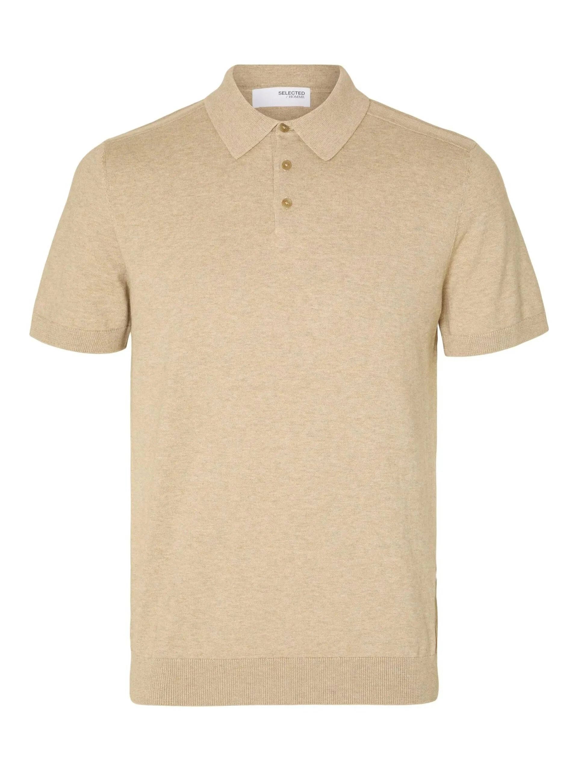 Selected Homme Berg SS Knit Polo In Kelp - Image 2