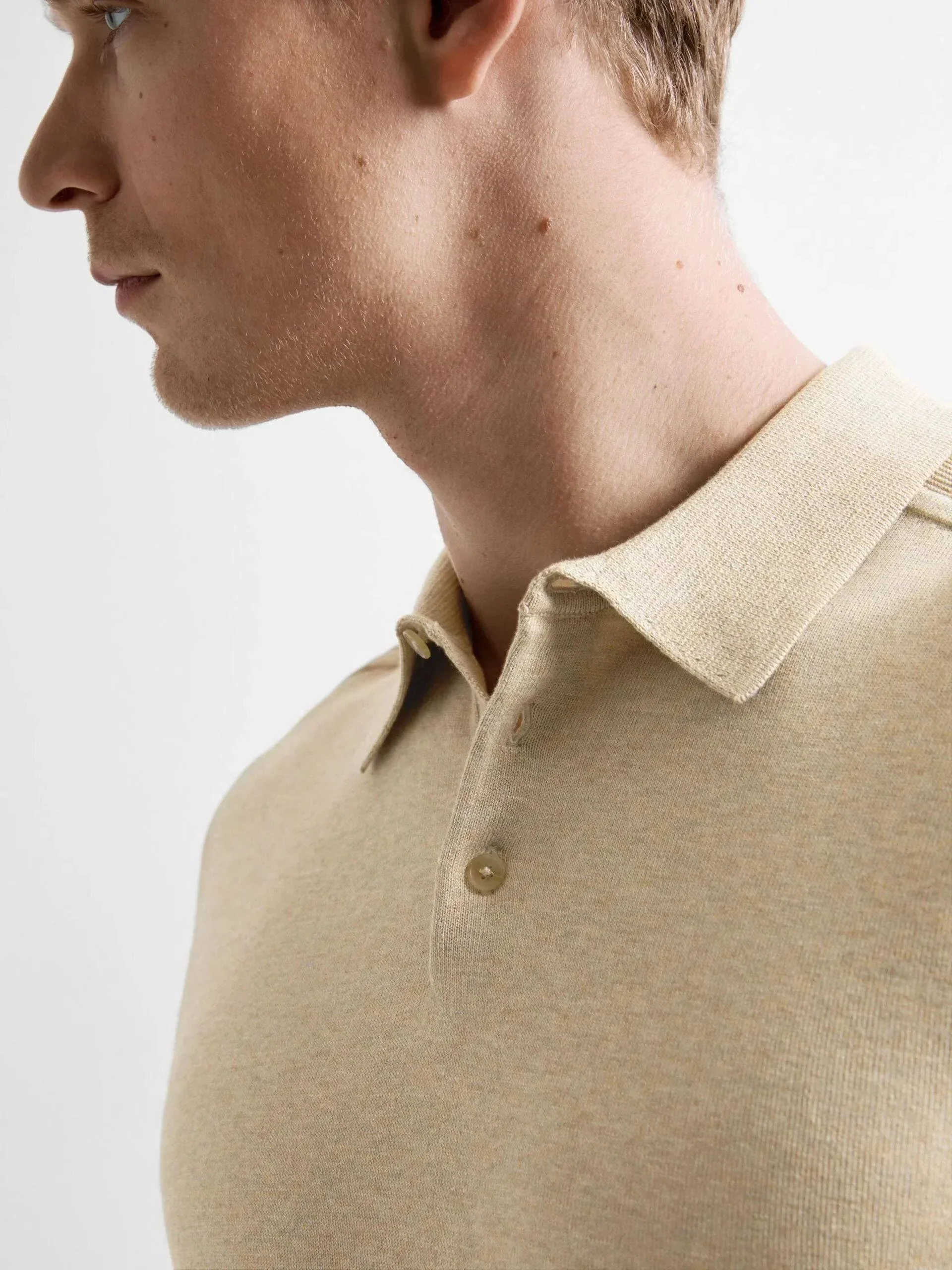Selected Homme Berg SS Knit Polo In Kelp - Image 3