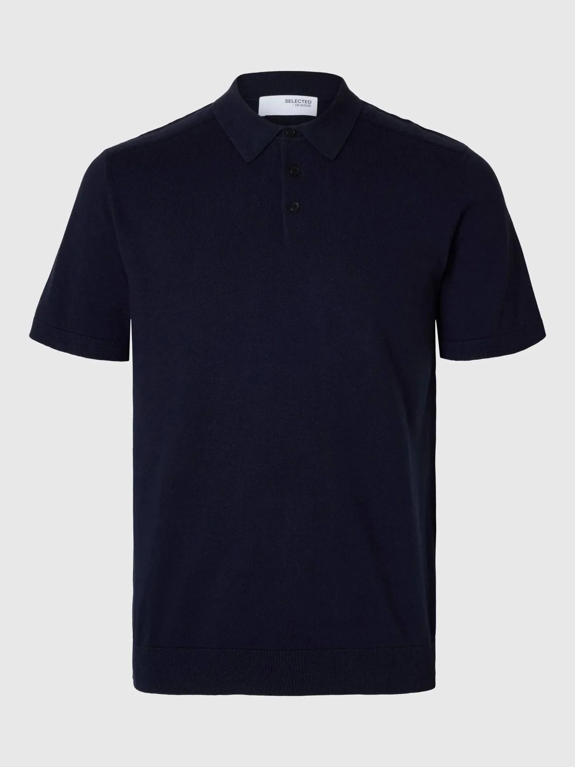 Selected Homme Berg SS Knit Polo In Navy - Image 4
