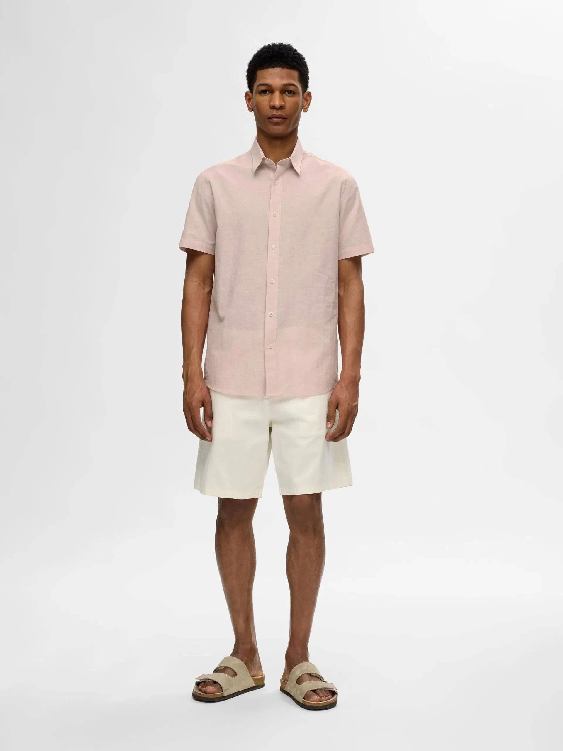 Selected Homme Classic Linen SS Shirt Cameo Rose - Image 4