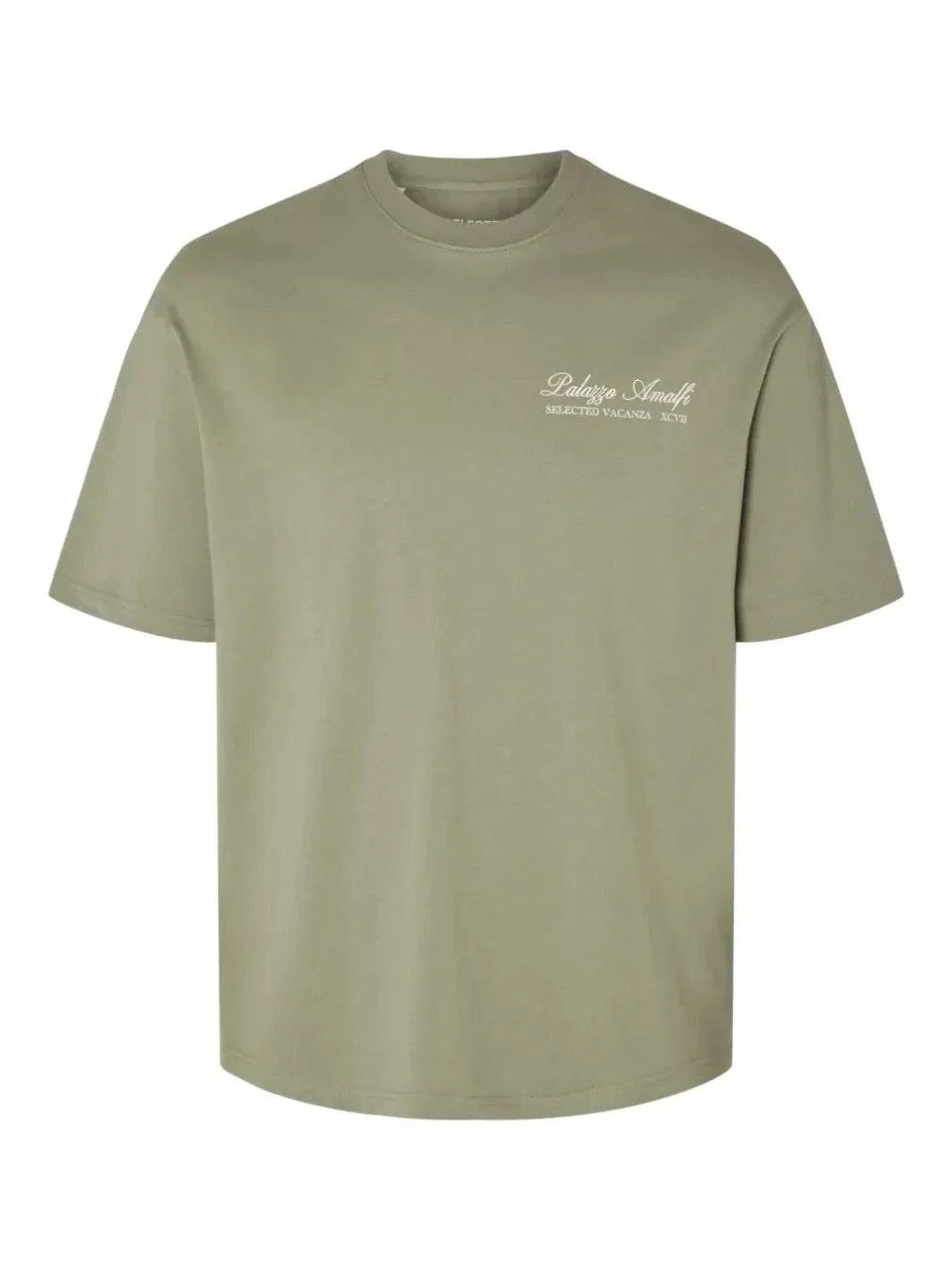 Selected Homme Gib Print Tee In Vetiver - Image 2