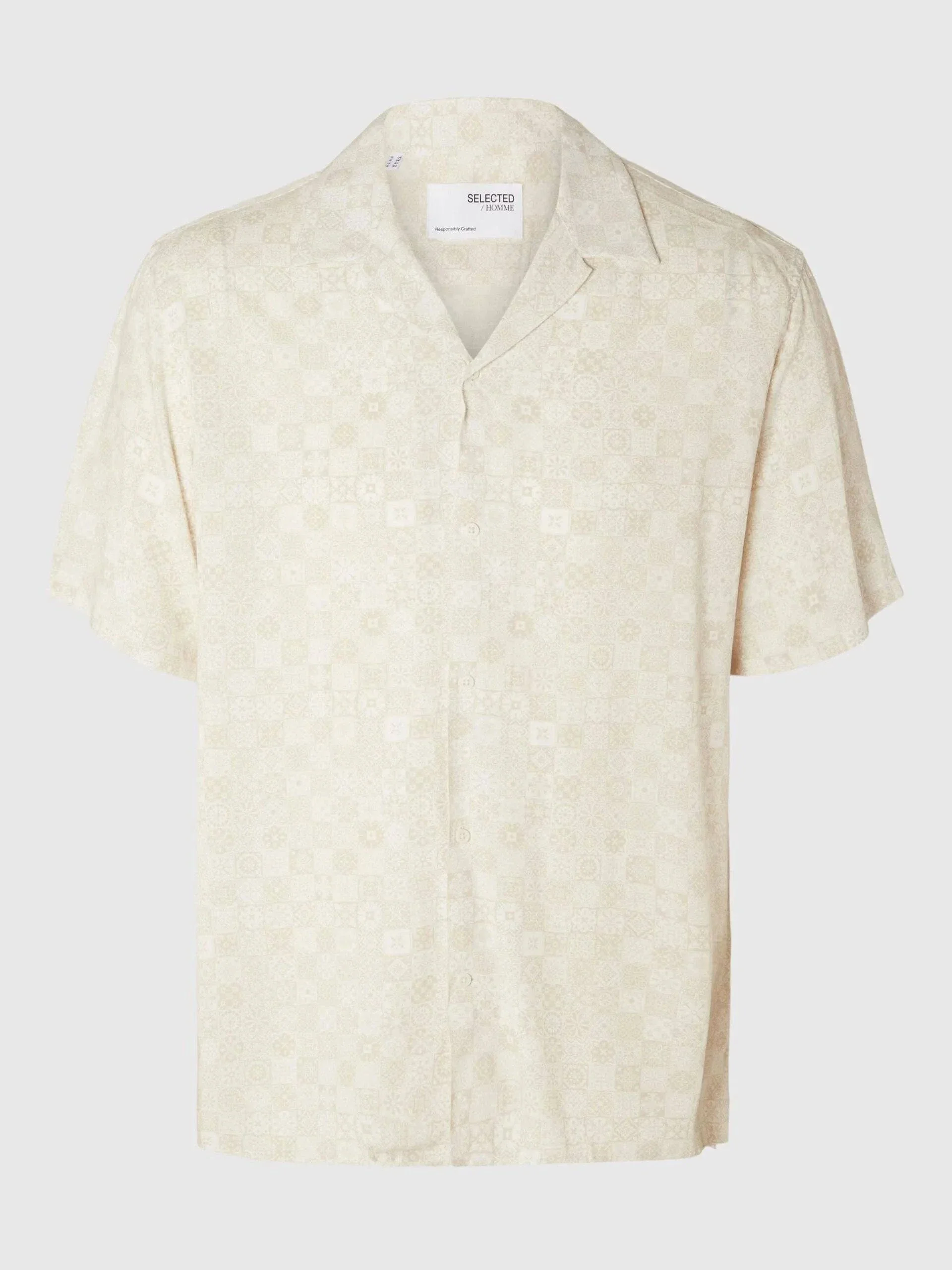 Selected Homme Vero Shirt In AOP Egret - Image 3