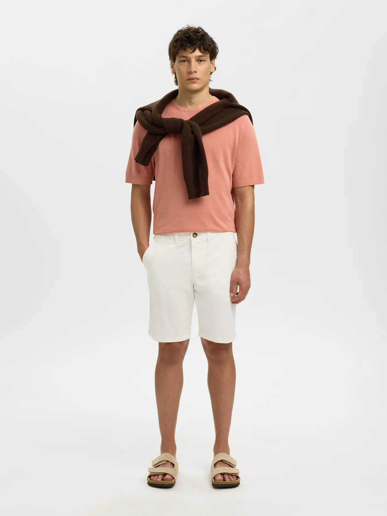 Selected Slim-Miles Flex Chino Shorts White - Image 3