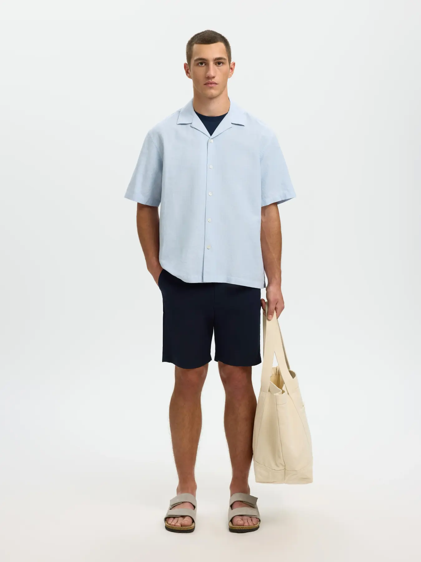 Selected Slim-Miles Flex Chino Shorts Navy - Image 3