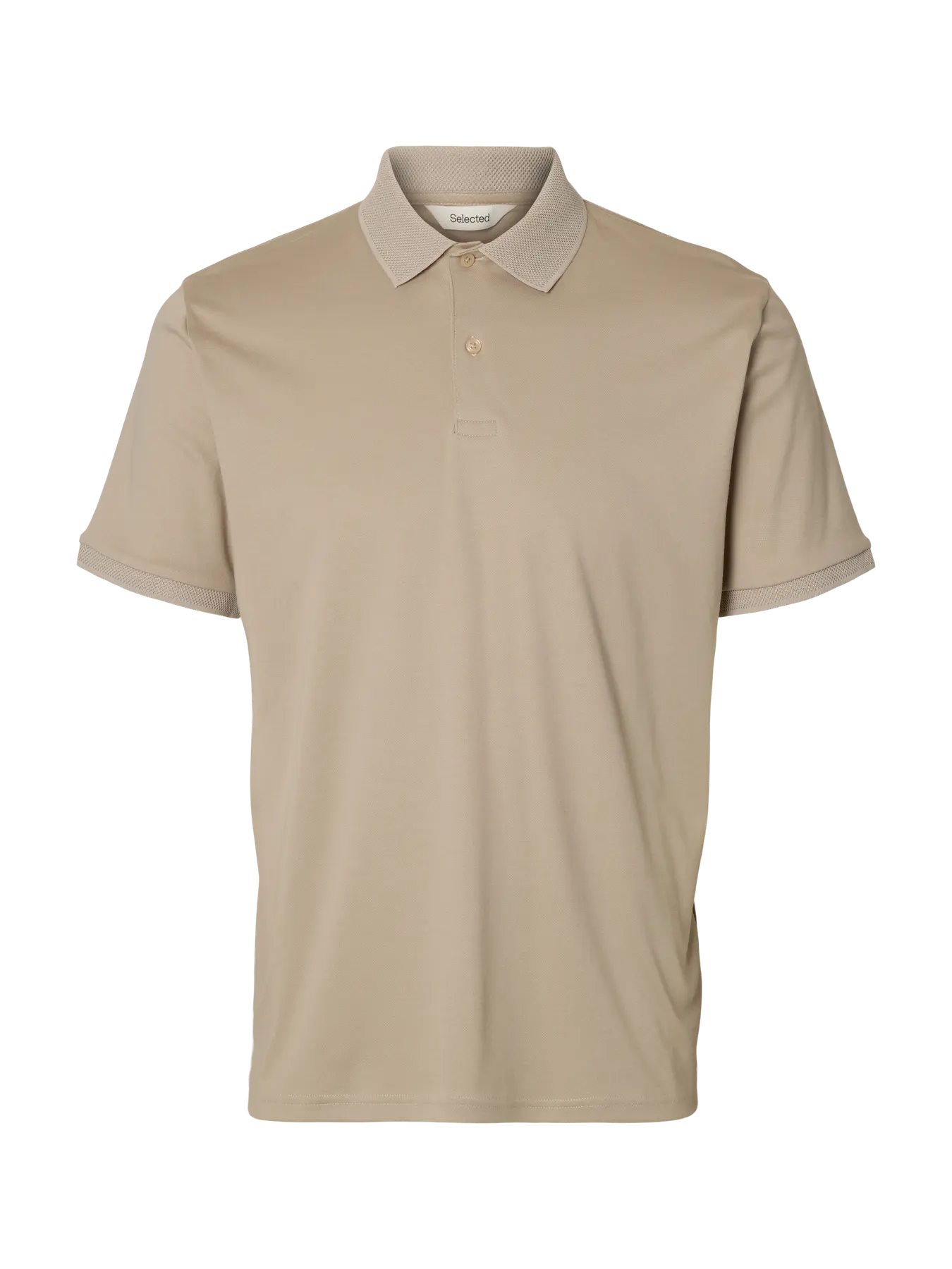Selected Slmfave Button Polo Oatmeal