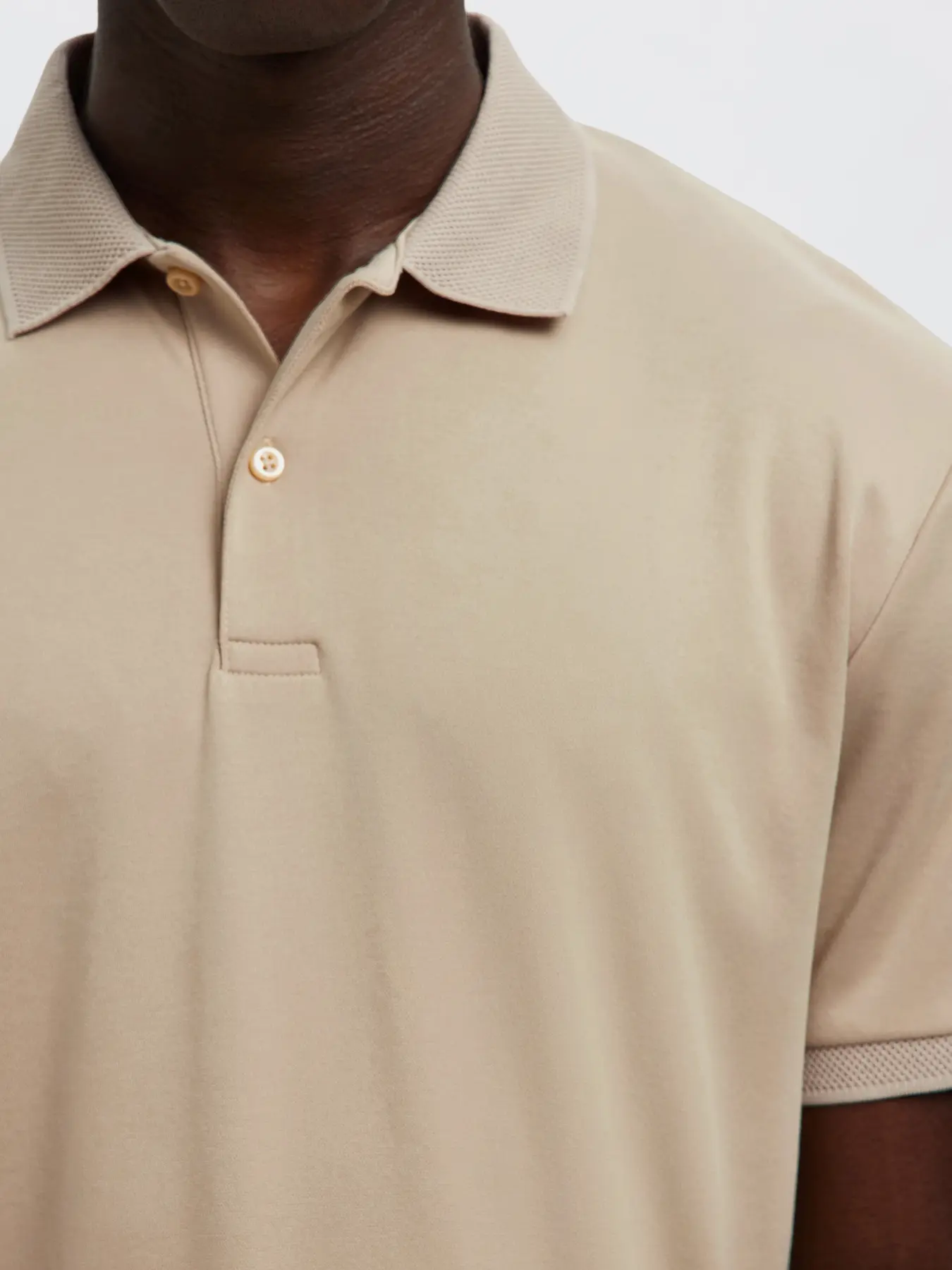 Selected Slmfave Button Polo Oatmeal - Image 3