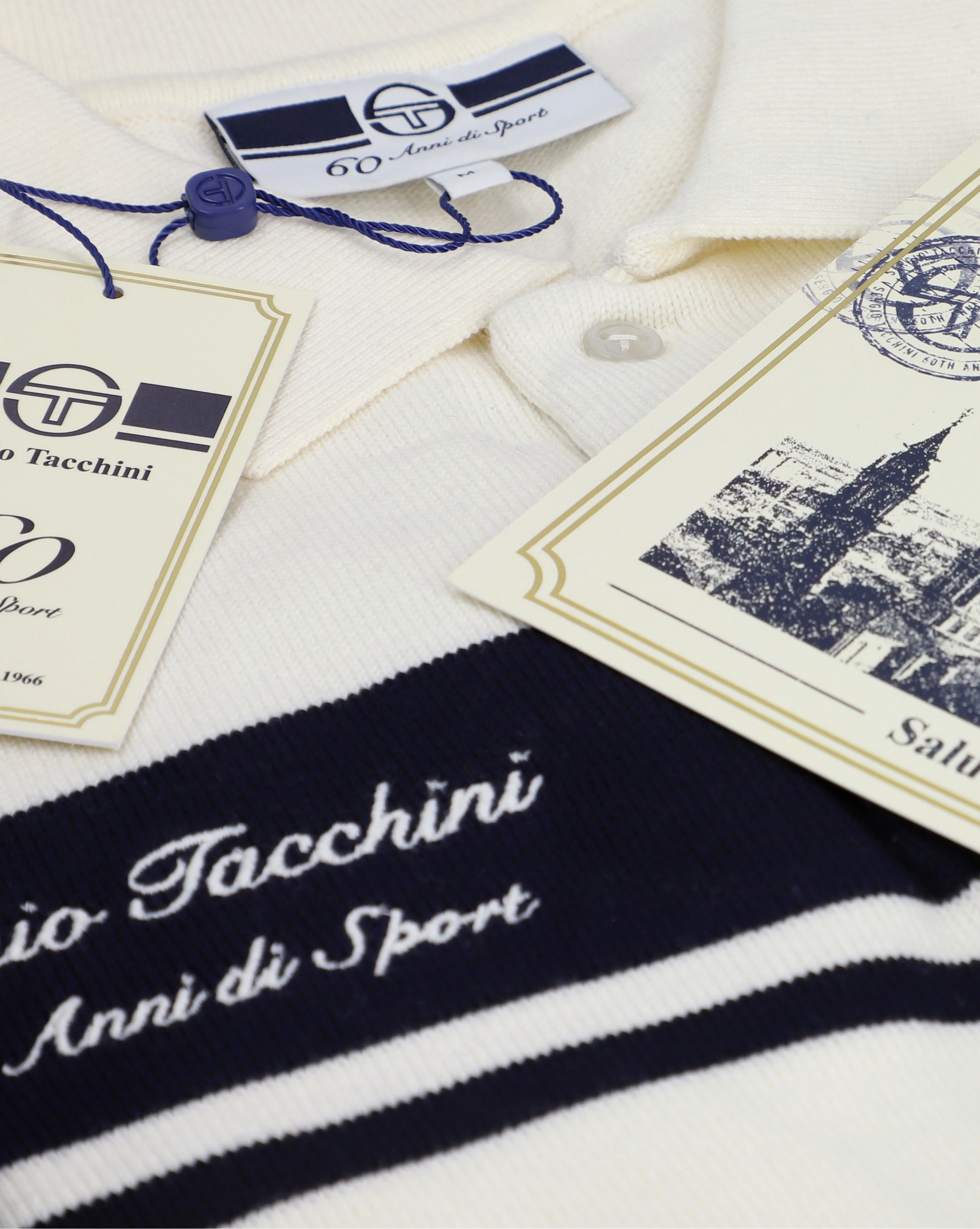 Sergio Tacchini 60th Anniversary Youngline Polo Gardenia/Maritime Blue - Image 2