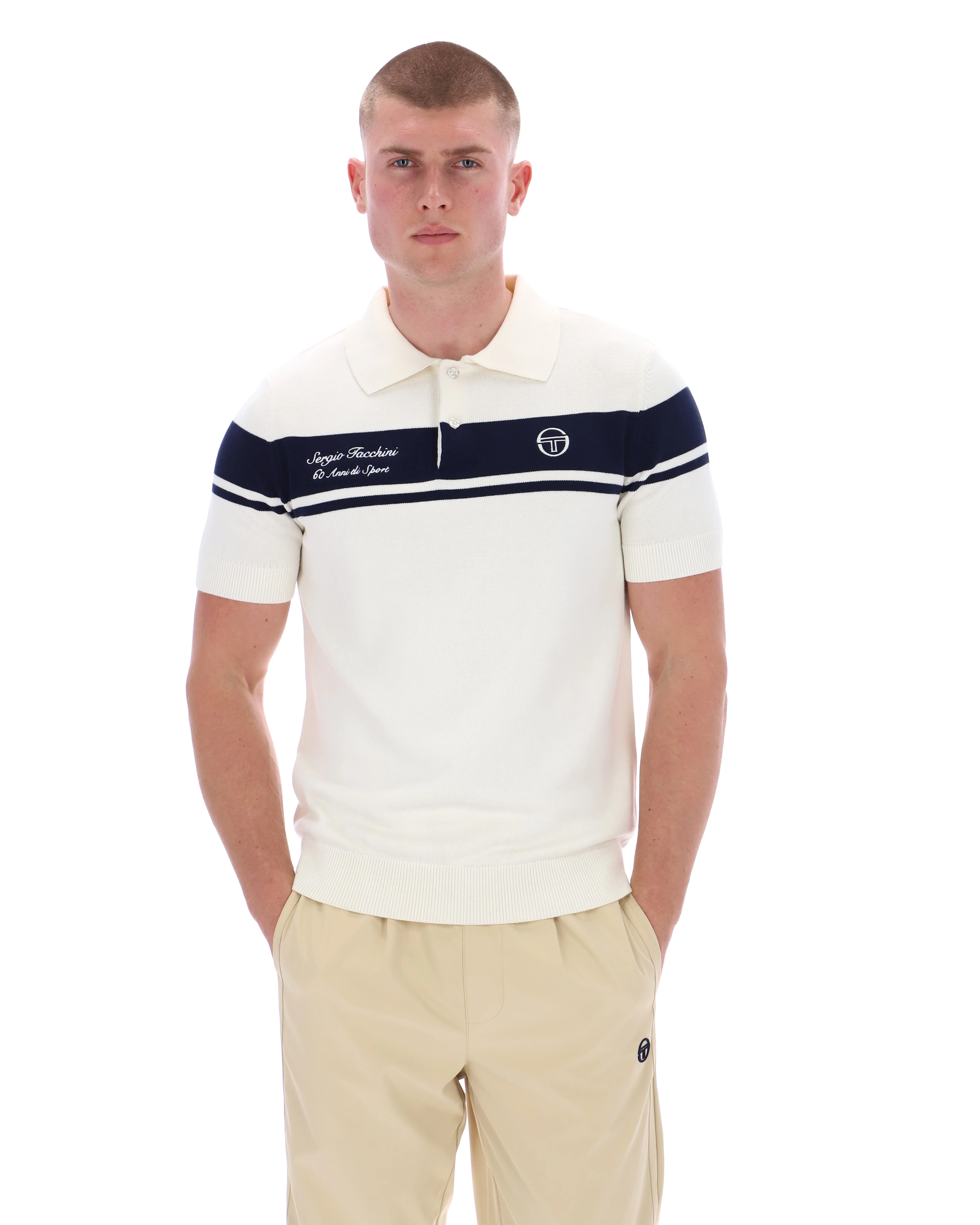 Sergio Tacchini 60th Anniversary Youngline Polo Gardenia/Maritime Blue - Image 5