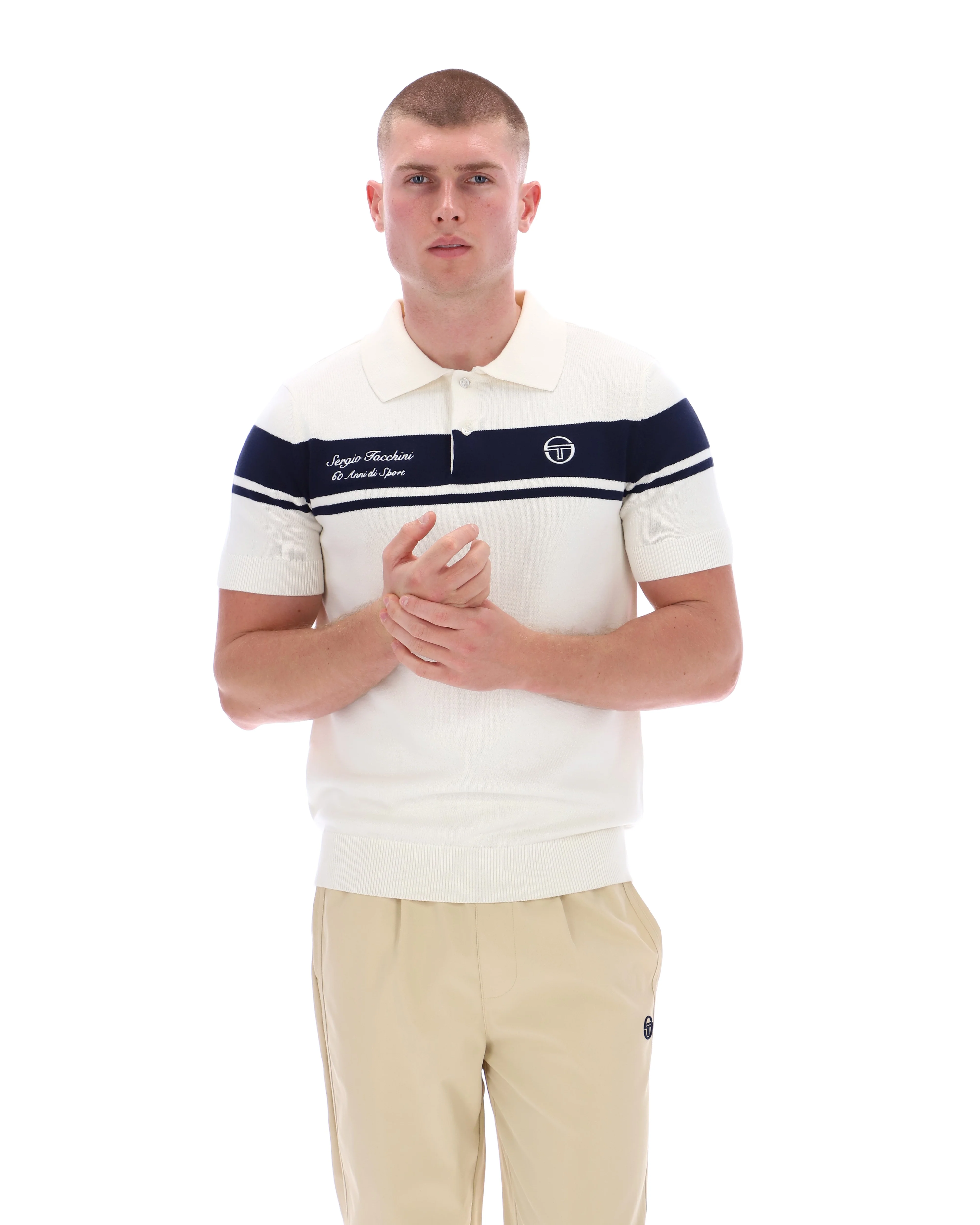 Sergio Tacchini 60th Anniversary Youngline Polo Gardenia/Maritime Blue - Image 7