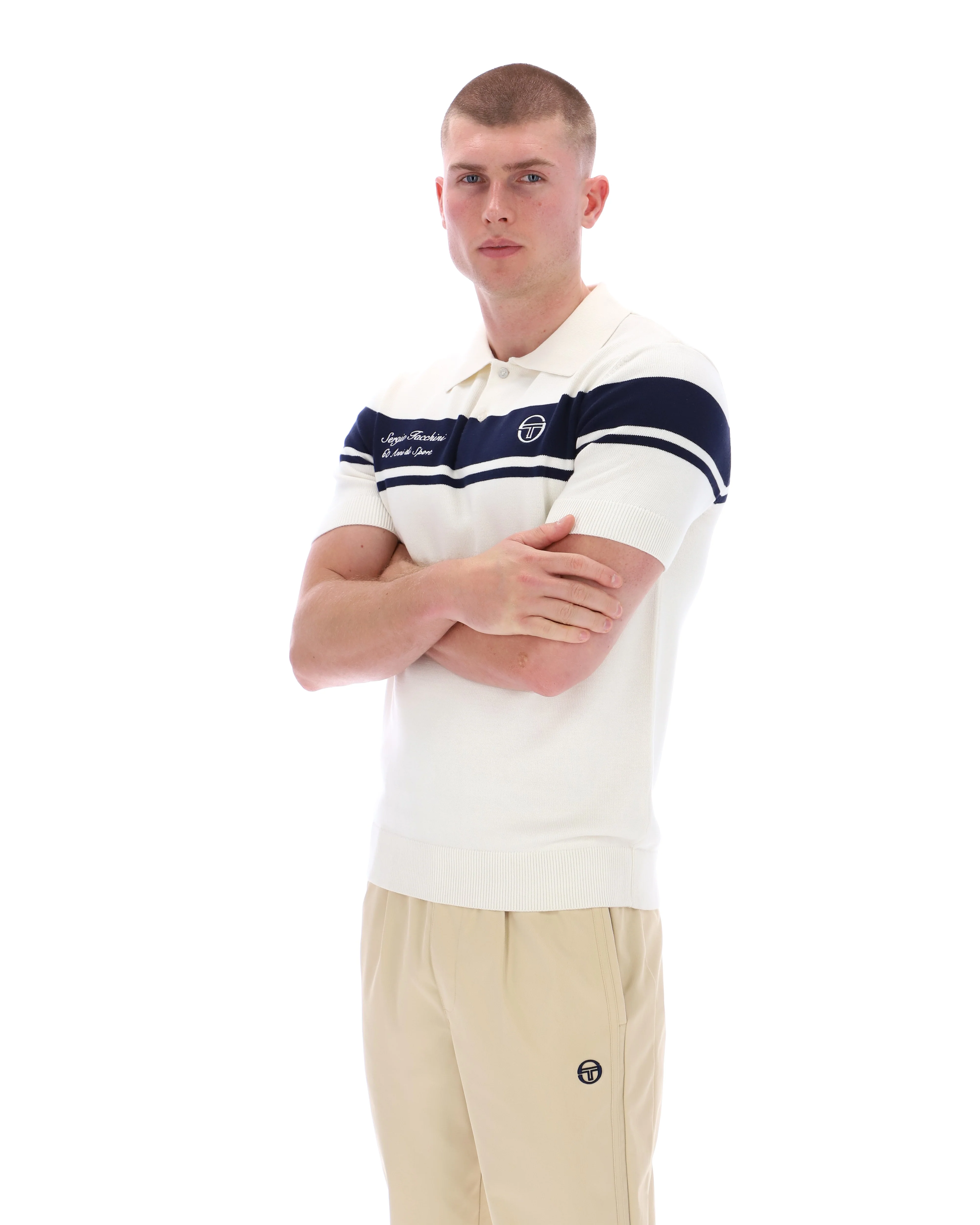 Sergio Tacchini 60th Anniversary Youngline Polo Gardenia/Maritime Blue - Image 9
