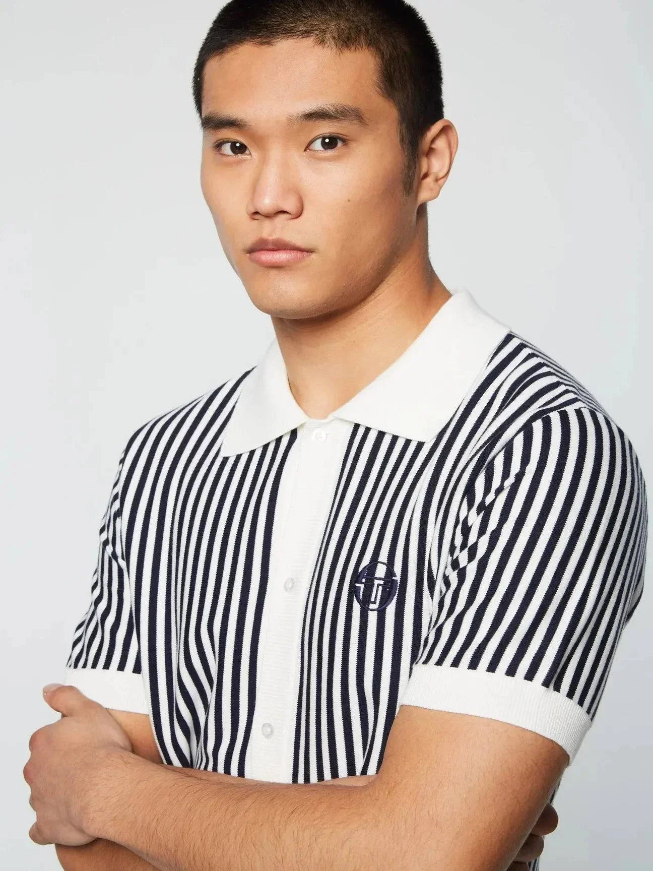 Sergio Tacchini Abramo Knit Polo Shirt In Pearled Ivory/ Maritime Blue - Image 2
