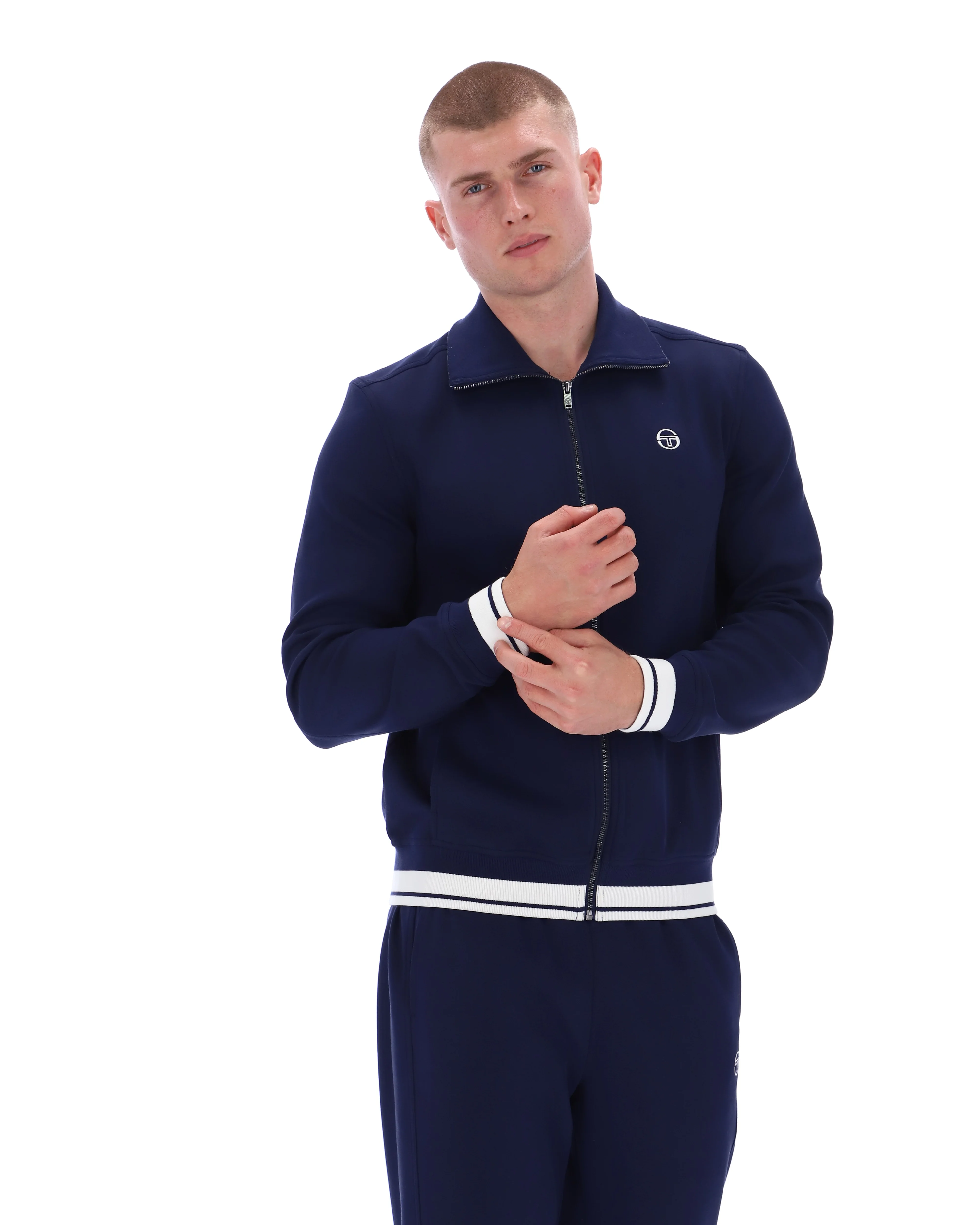Sergio Tacchini Attilio Track Top in Maritime Blue/Gardenia - Image 4
