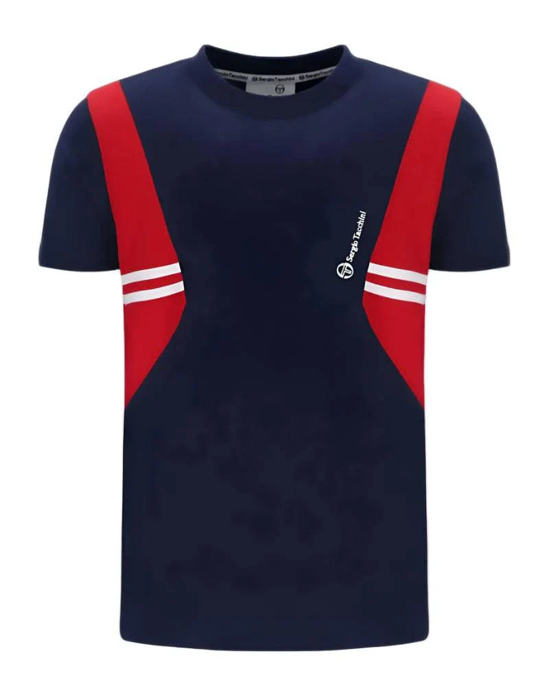 Sergio Tacchini Blow T-Shirt In Maritime Blue/ Adrenaline Rush/ White
