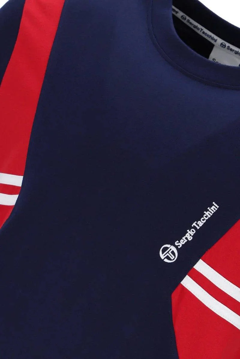 Sergio Tacchini Blow T-Shirt In Maritime Blue/ Adrenaline Rush/ White - Image 3