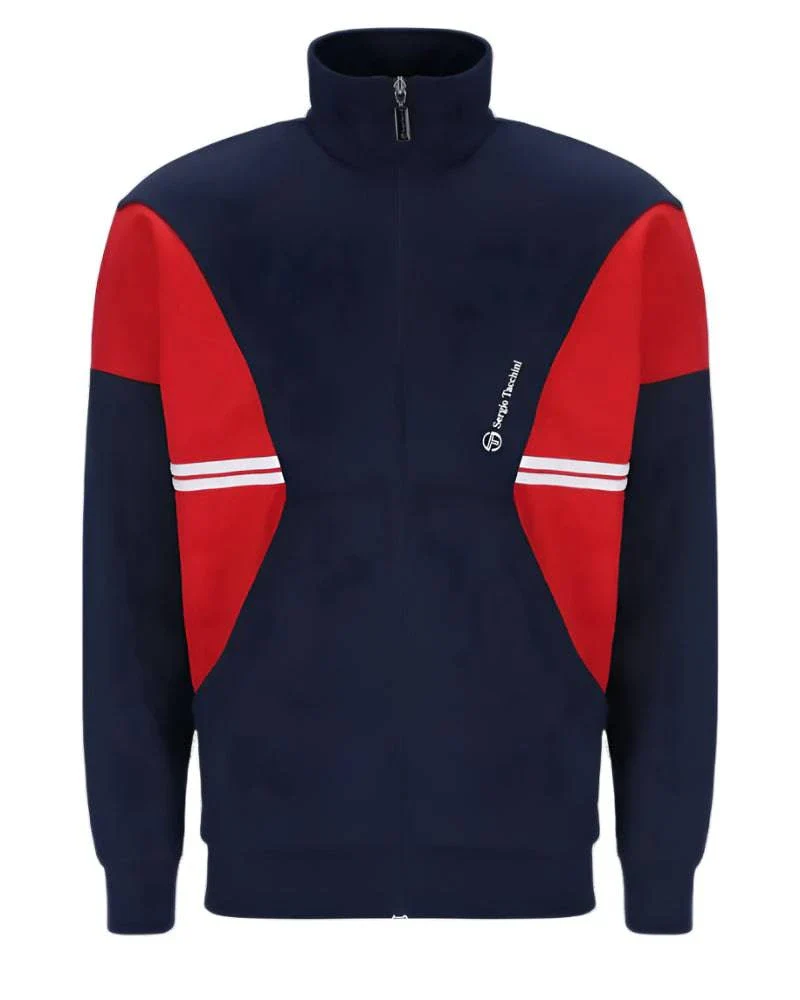 Sergio Tacchini Blow Track Top In Maritime Blue/ Adrenaline Rush/ White