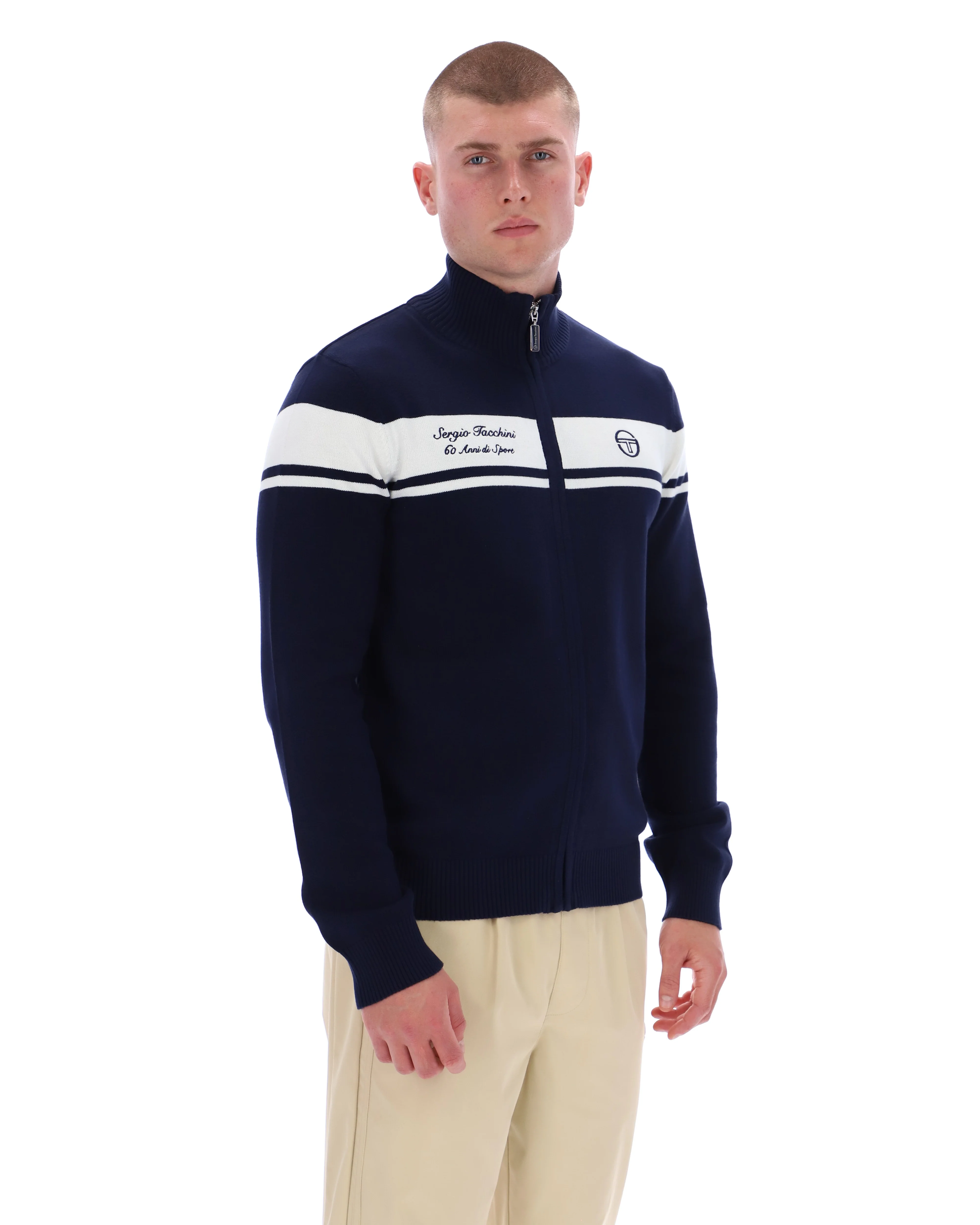 Sergio Tacchini 60th Anniversary Capomasters Track Top Maritime Blue/Gardenia - Image 4