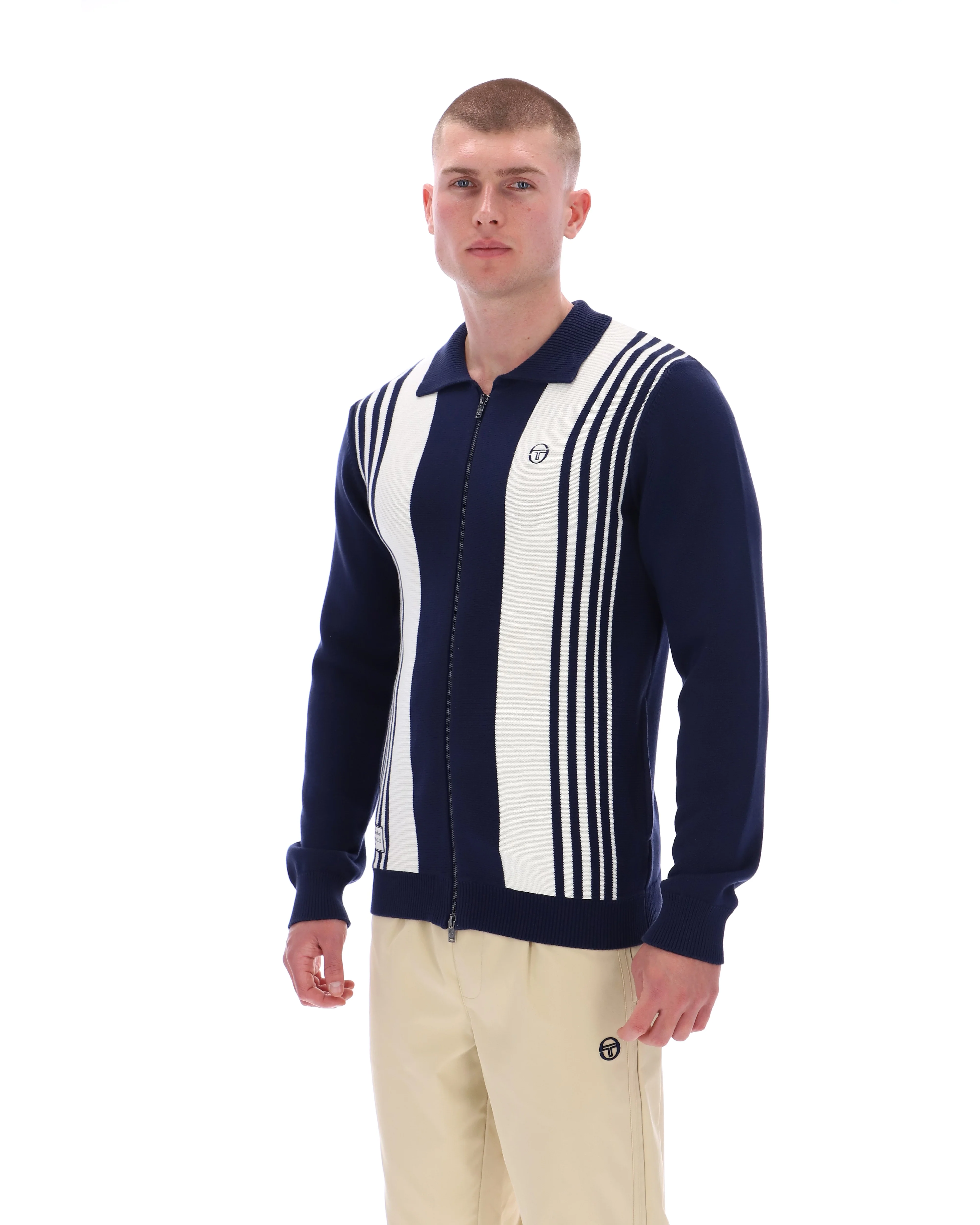 Sergio Tacchini Cipri Knitted Cardigan in Navy/Gardenia - Image 2