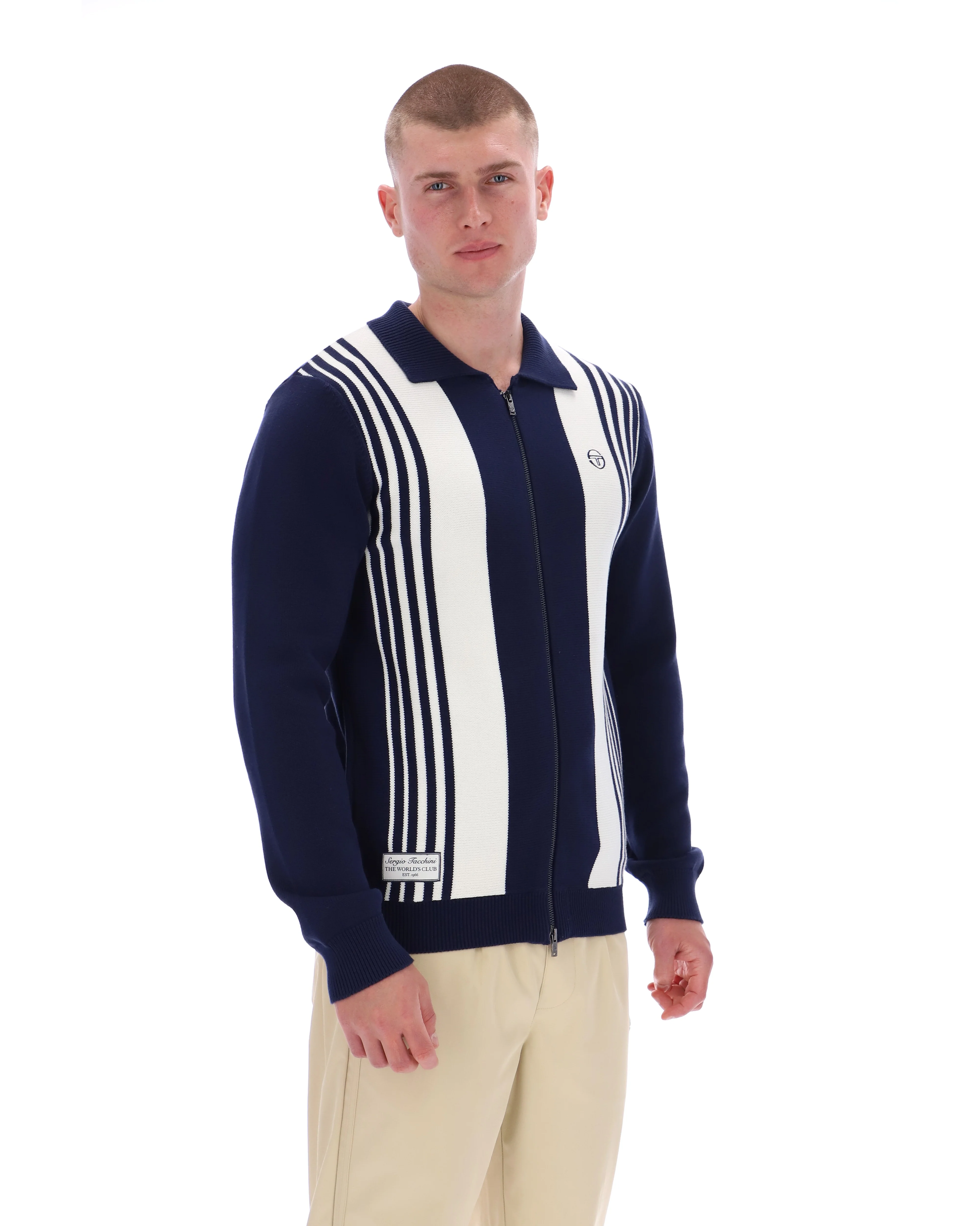 Sergio Tacchini Cipri Knitted Cardigan in Navy/Gardenia - Image 4