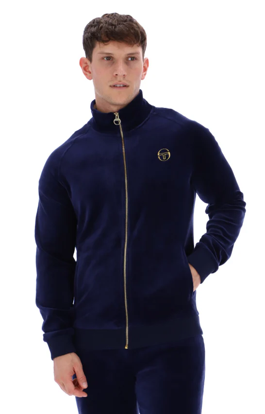 Sergio Tacchini Court Velour Track Top Navy/Gardenia