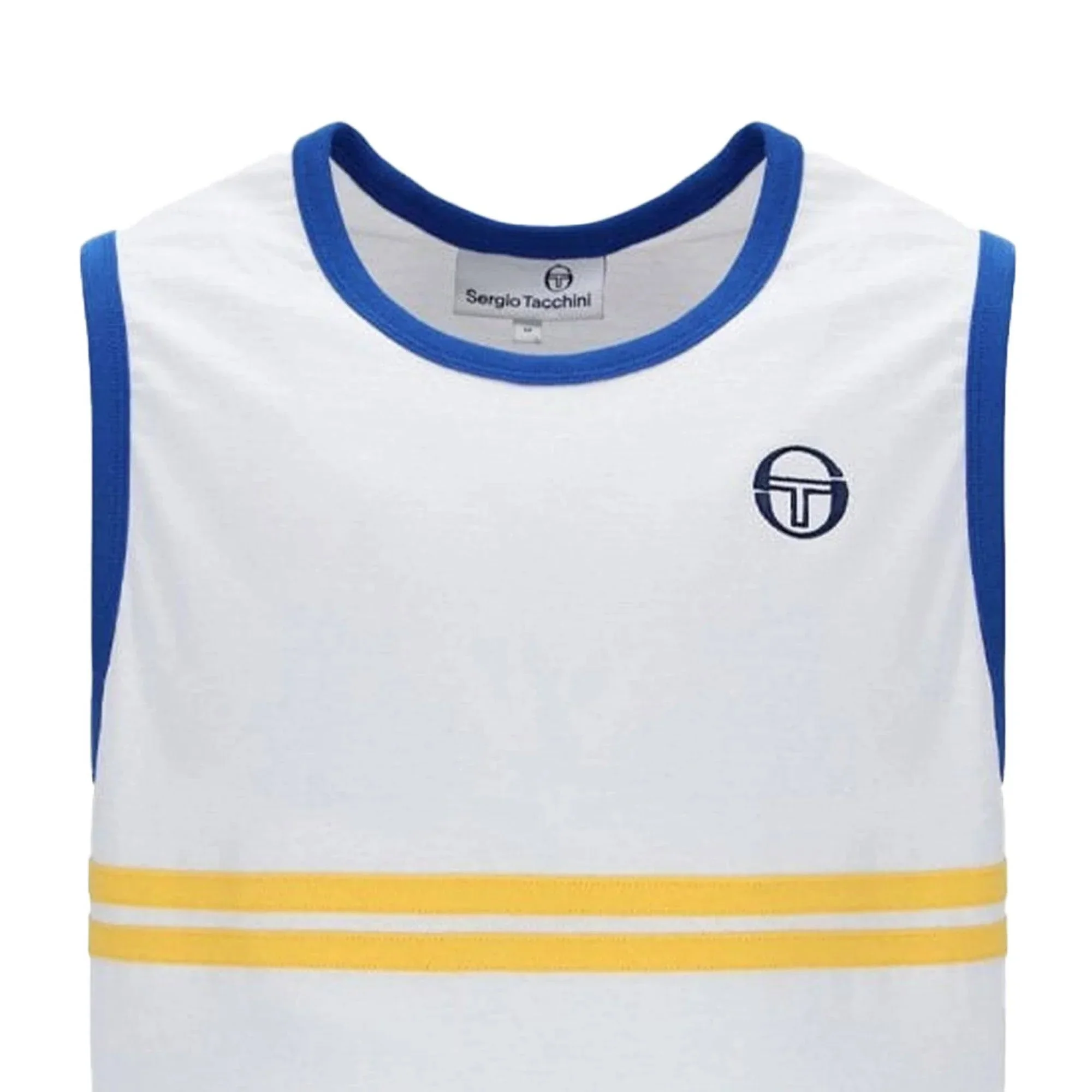 Sergio Tacchini Dallas Tank Top Vest White/Nautical Blue/Daffodill - Image 2