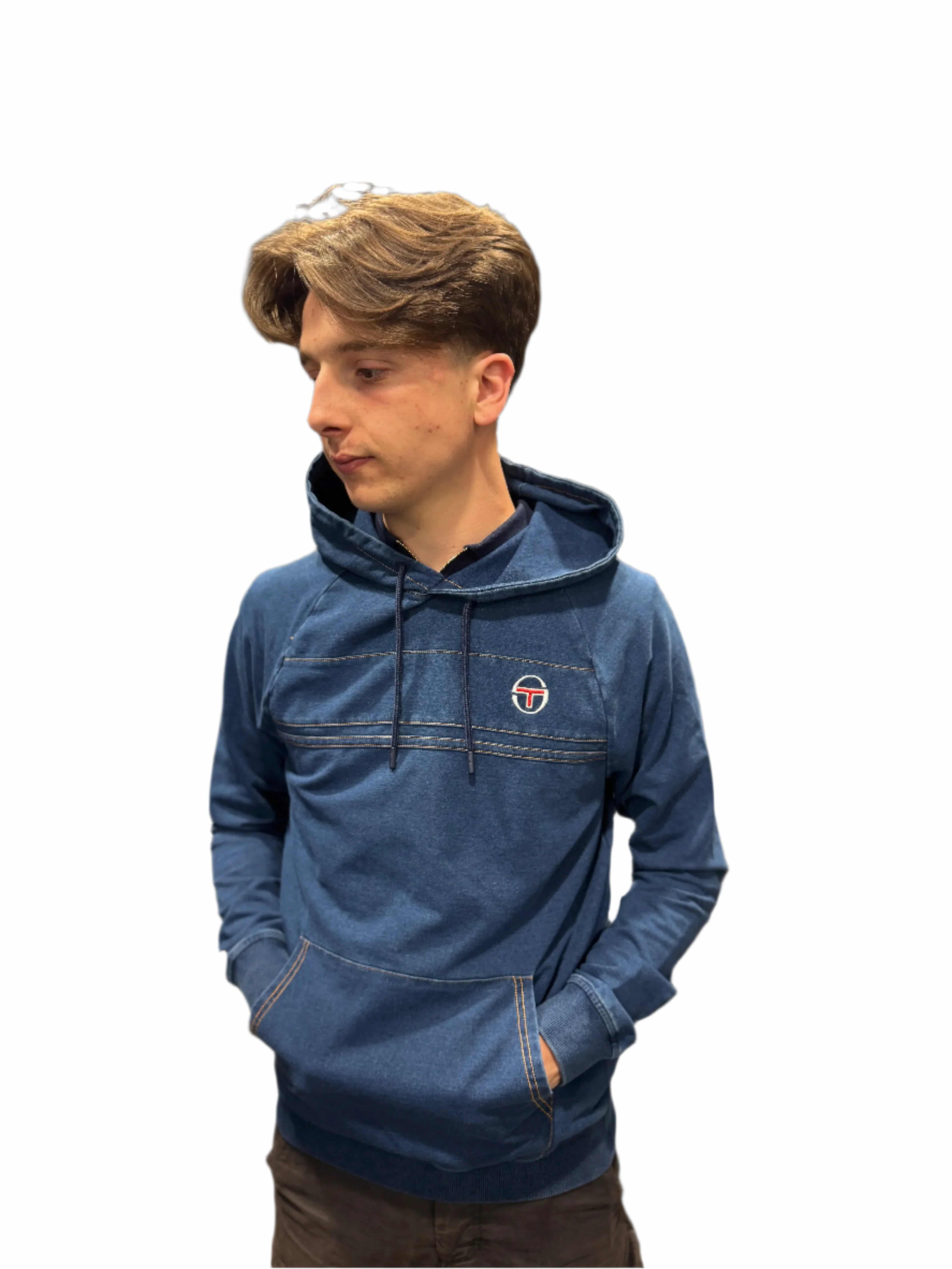 Sergio Tacchini Damarindo Pullover Denim Hoodie Mid-Denim - Image 2