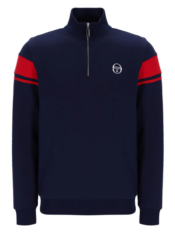 Sergio Tacchini Damarindo Quarter Zip Jumper Navy/Adrenaline Rush
