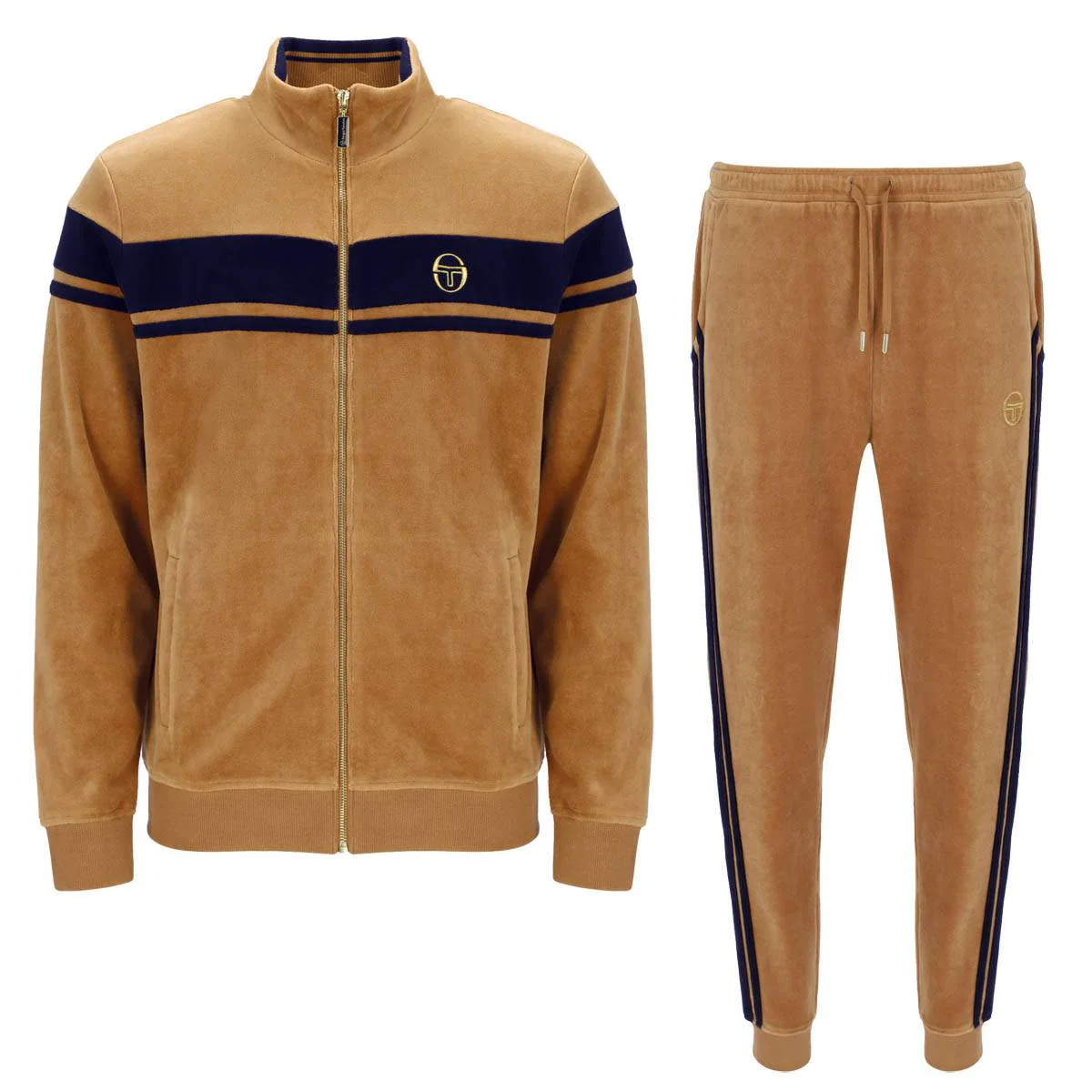 Sergio Tacchini Damarindo Velour Full Tracksuit Almond